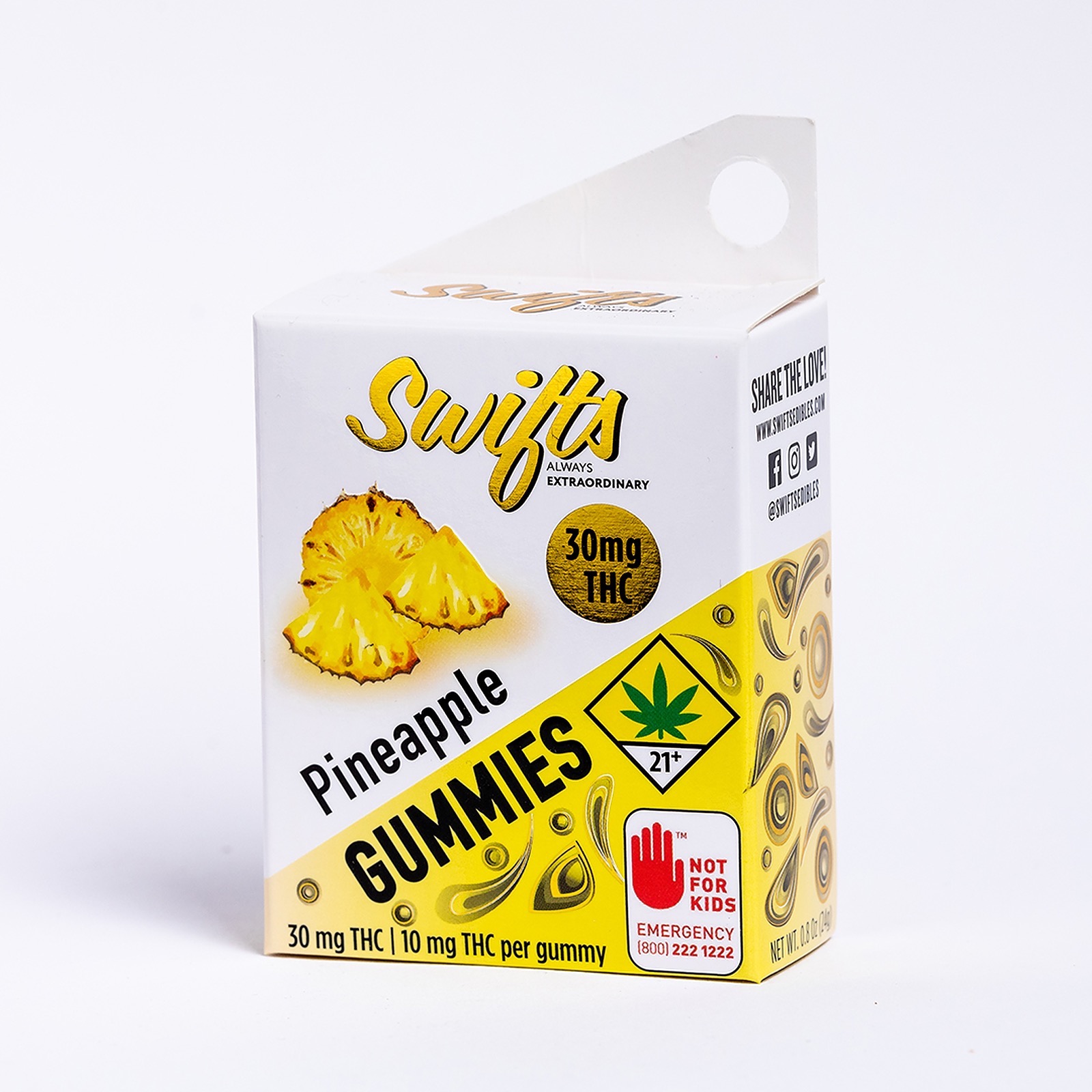Swifts Coastal Confectionery Pineapple Gummies (THC) 30mg 3pack Leafly