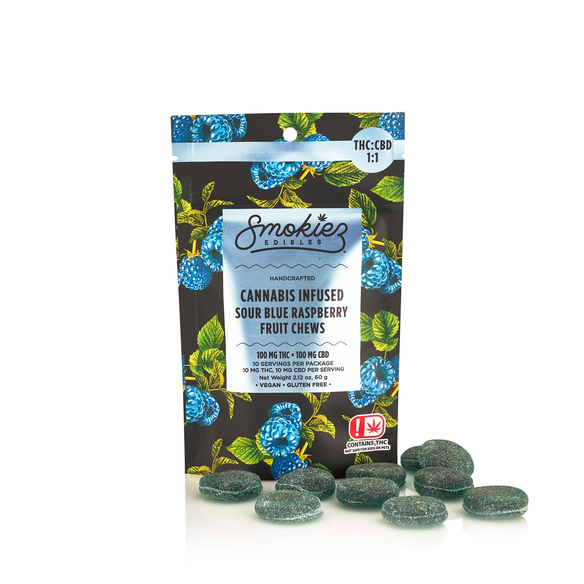 Smokiez Edibles: Sour Blackberry 1:1 THC:CBD Multi-Piece Fruit Chews - 100mg THC / 100 mg CBD - Oklahoma | Leafly