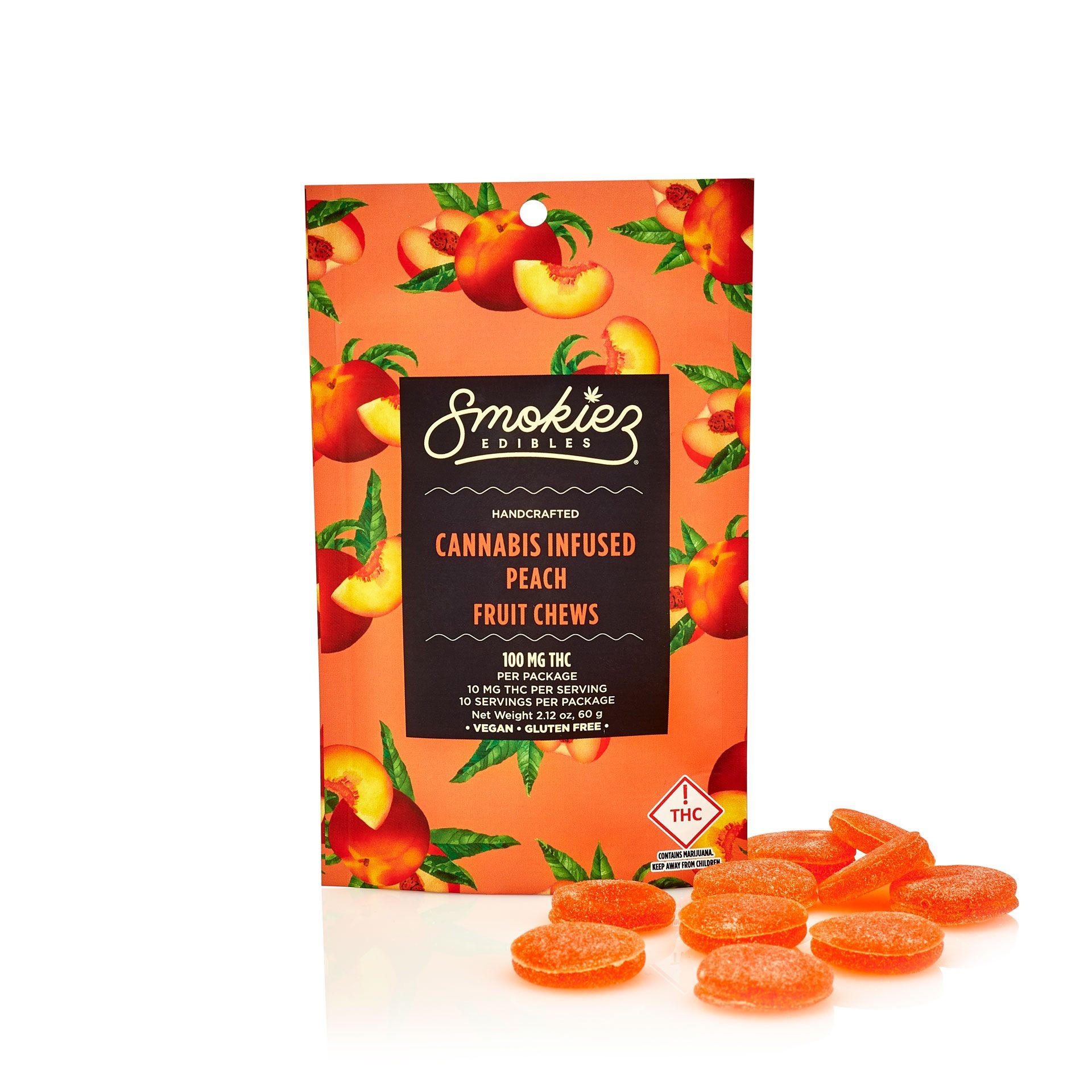 Smokiez Edibles: Peach Fruit Chews, 100mg THC - CO | Leafly