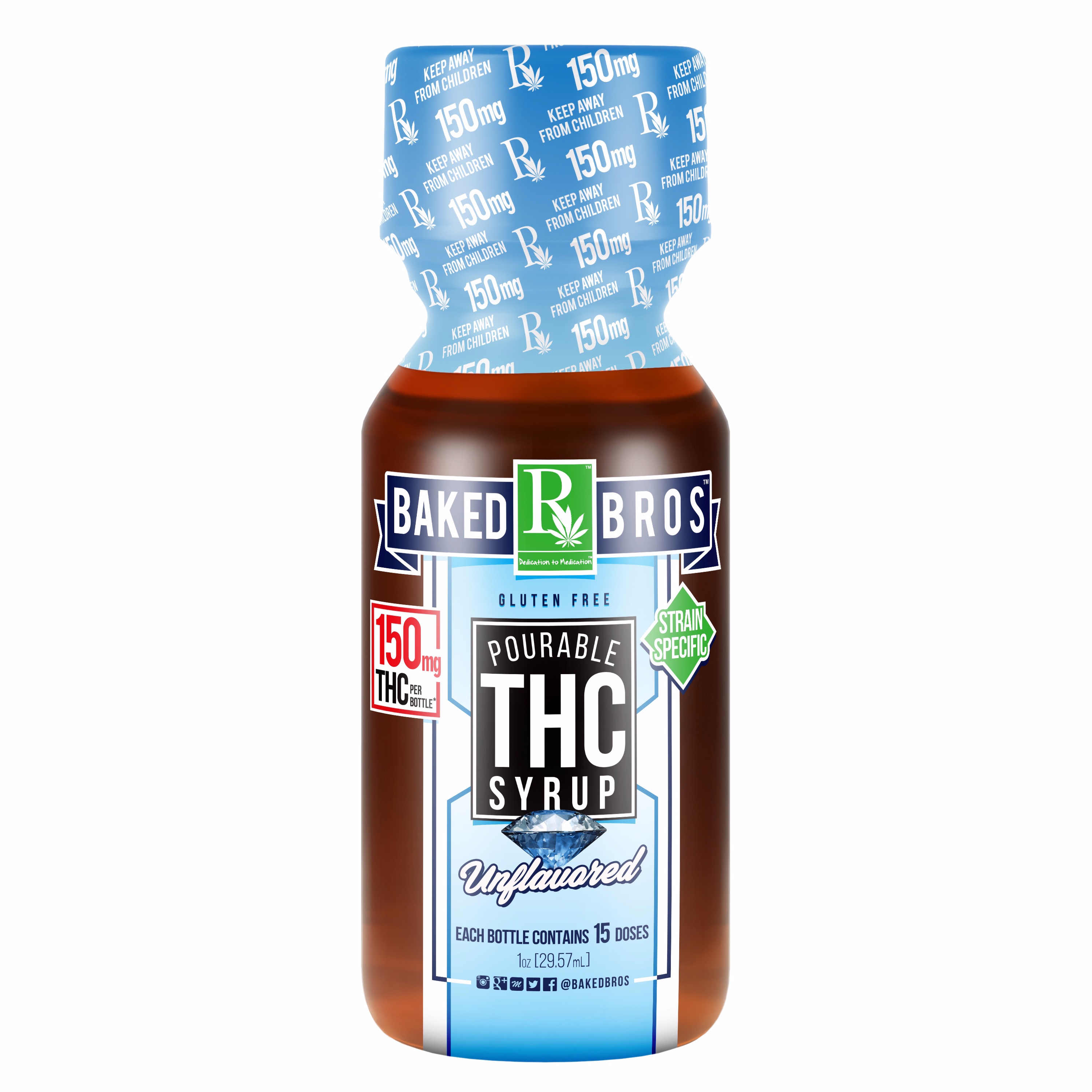 Baked Bros™ THC Unflavored Syrup 150mg Leafly