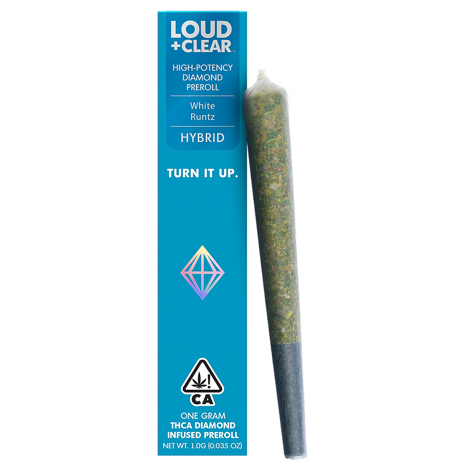 Loud + Clear Loud + Clear DiamondInfused PreRoll, White Runtz 1G