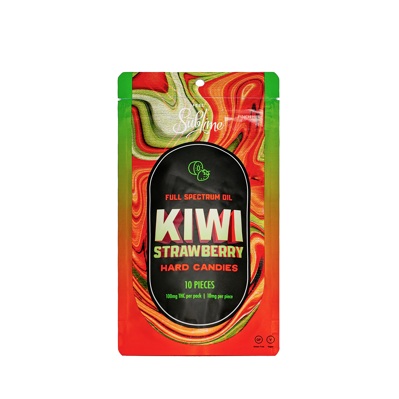 Sublime Brands Kiwi Strawberry Full Spectrum RSO Hard Candy 100mg Leafly