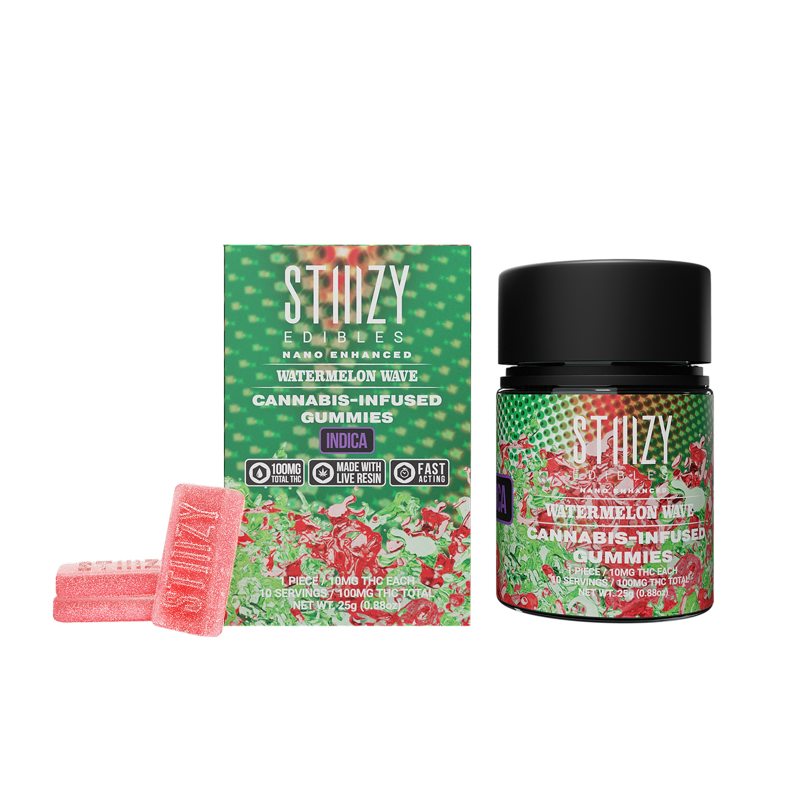 STIIIZY: WATERMELON WAVE STIIIZY EDIBLES - 100MG GUMMIES | Leafly