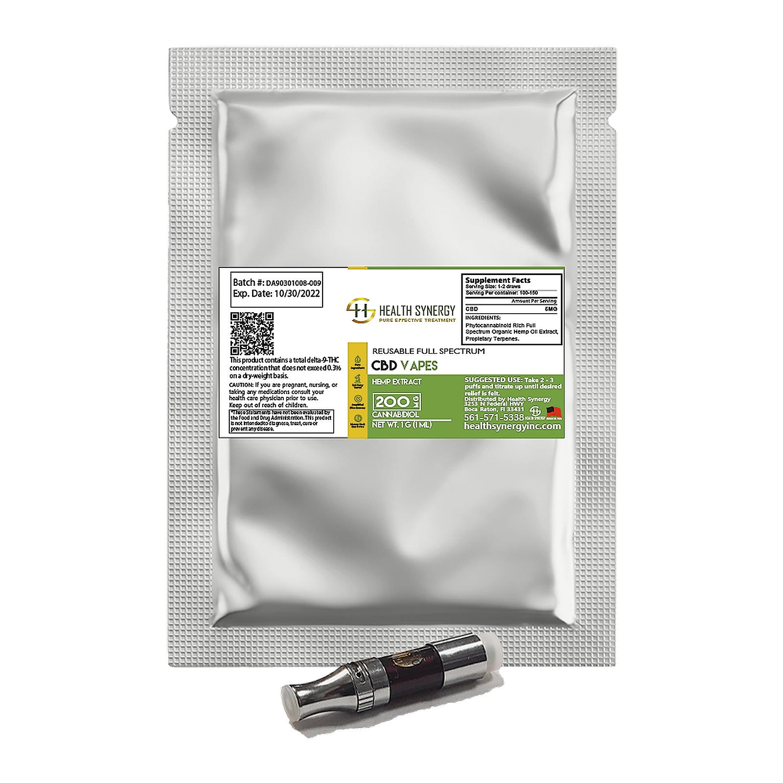 Health Synergy MEDICAL CBD VAPE OIL CARTRIDGE 200MG Leafly