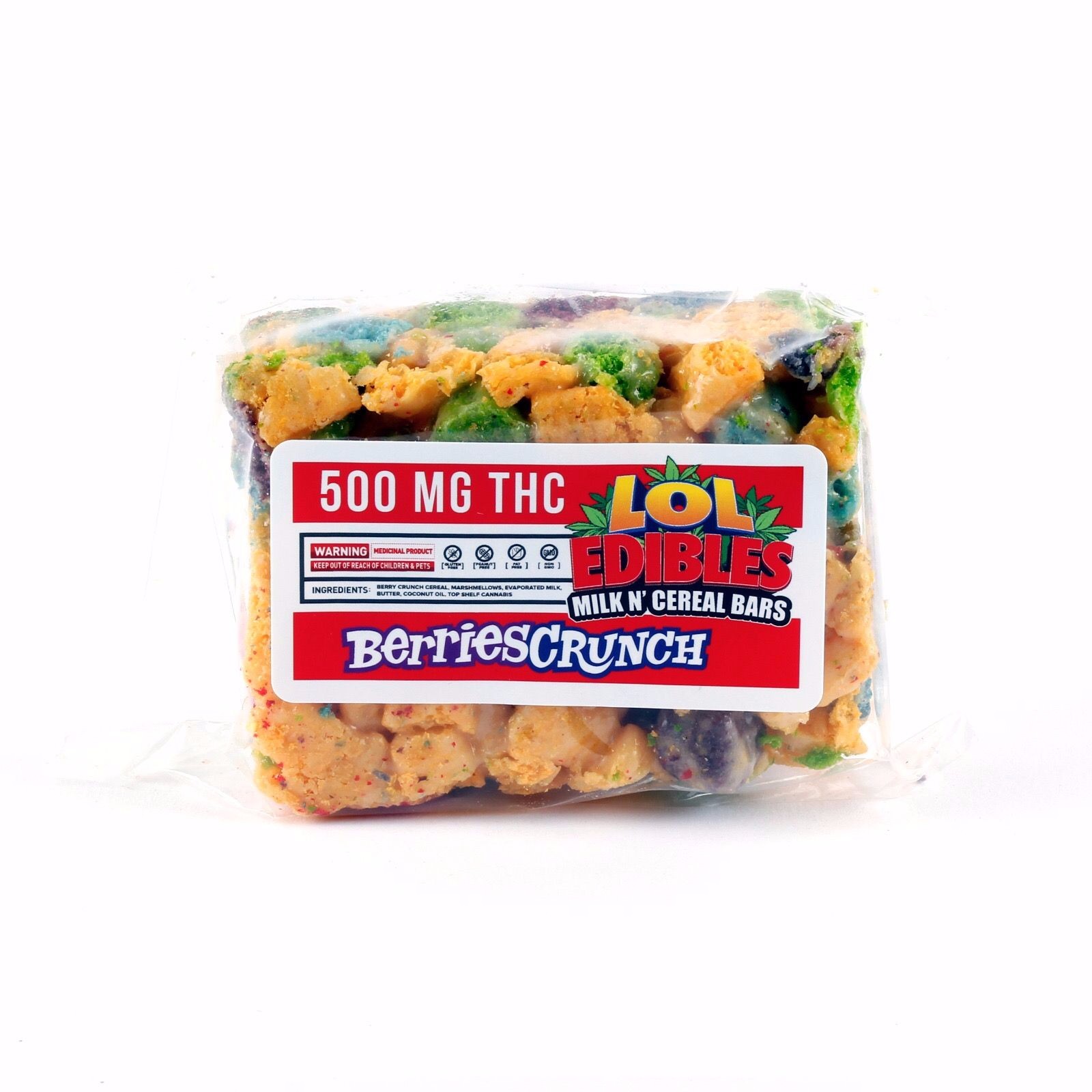 LOL Edibles: Cereal Bar - Berries Crunch 500mg | Leafly
