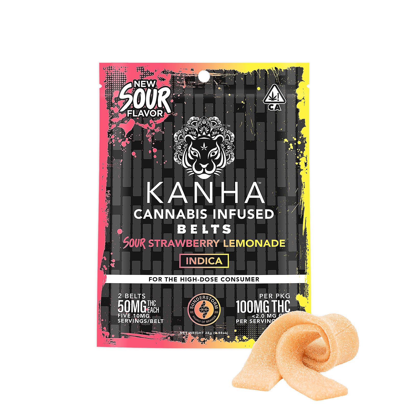 KANHA | Sour Belts | Sour Strawberry Lemonade | Indica 100mg THC