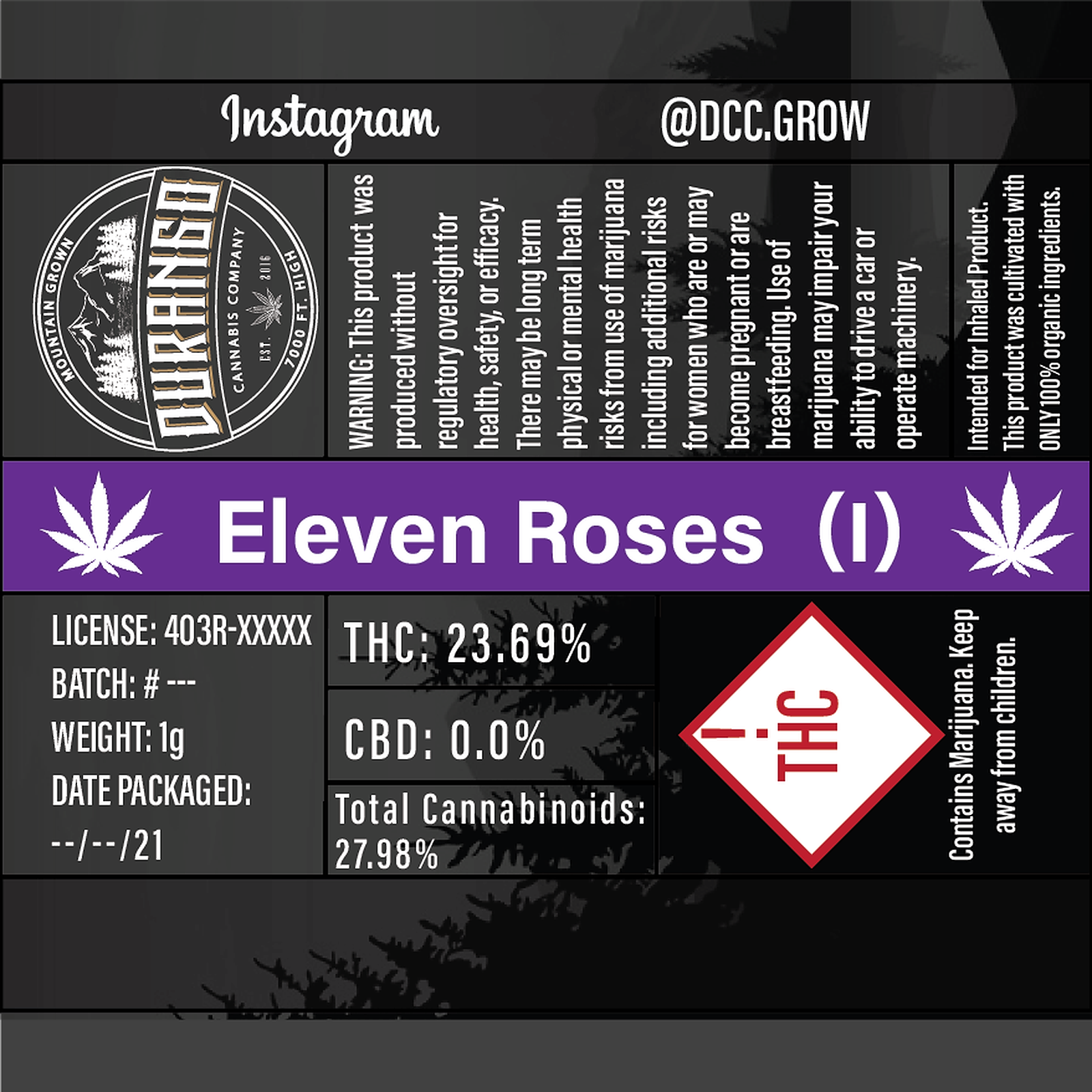 Durango Cannabis Company Eleven Roses PreRoll 1g Leafly