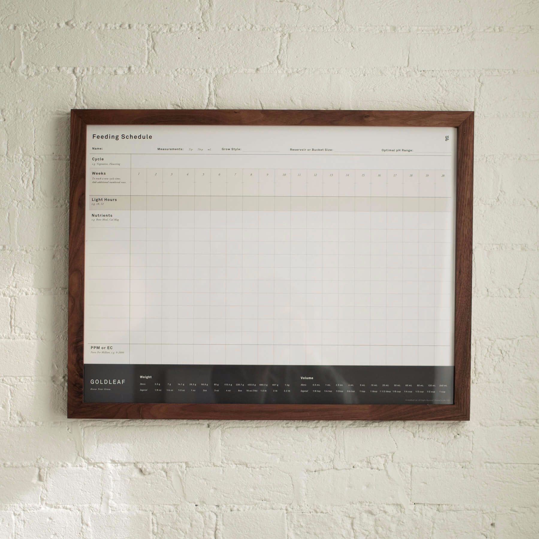Goldleaf: Blank Feeding Schedule / Wall Chart For Cannabis Growers ...