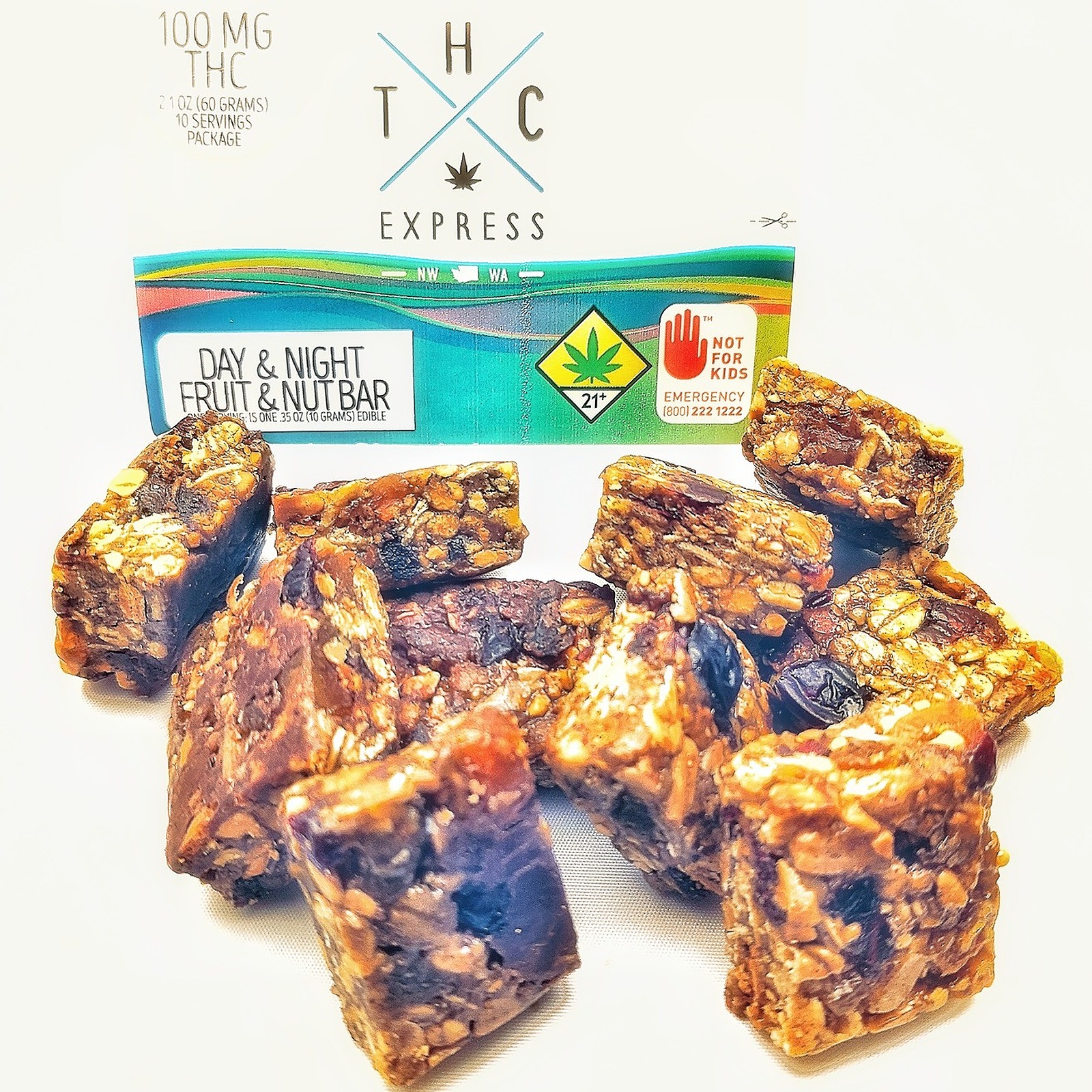 THC Express Day/Night Olympic Range Fruit & Nut Bar Indica/Sativa MultiPack 100mg 10Pack