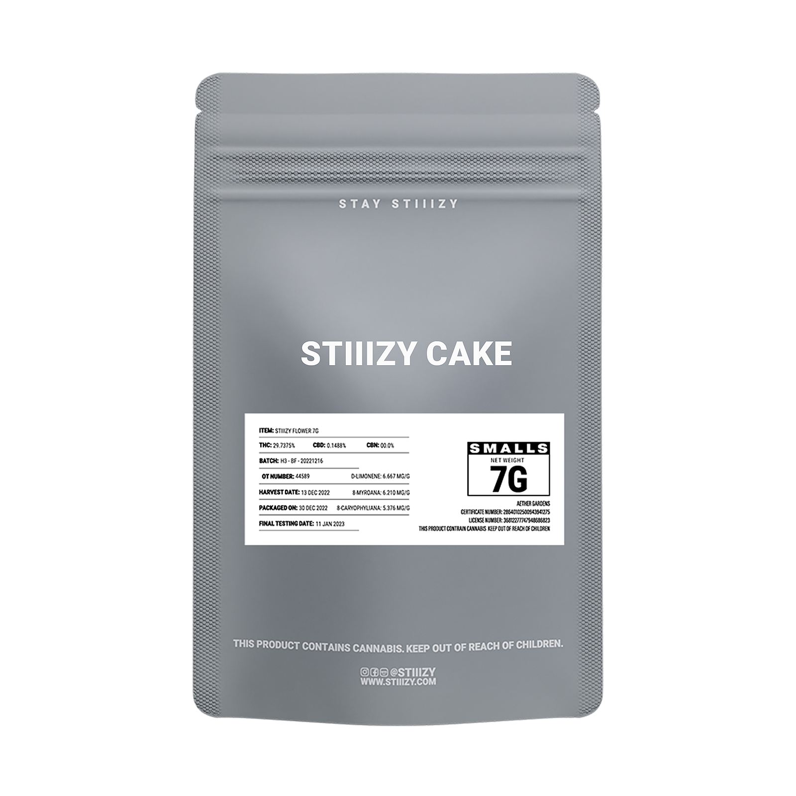 STIIIZY STIIIZY CAKE GREY LABEL 7G Leafly