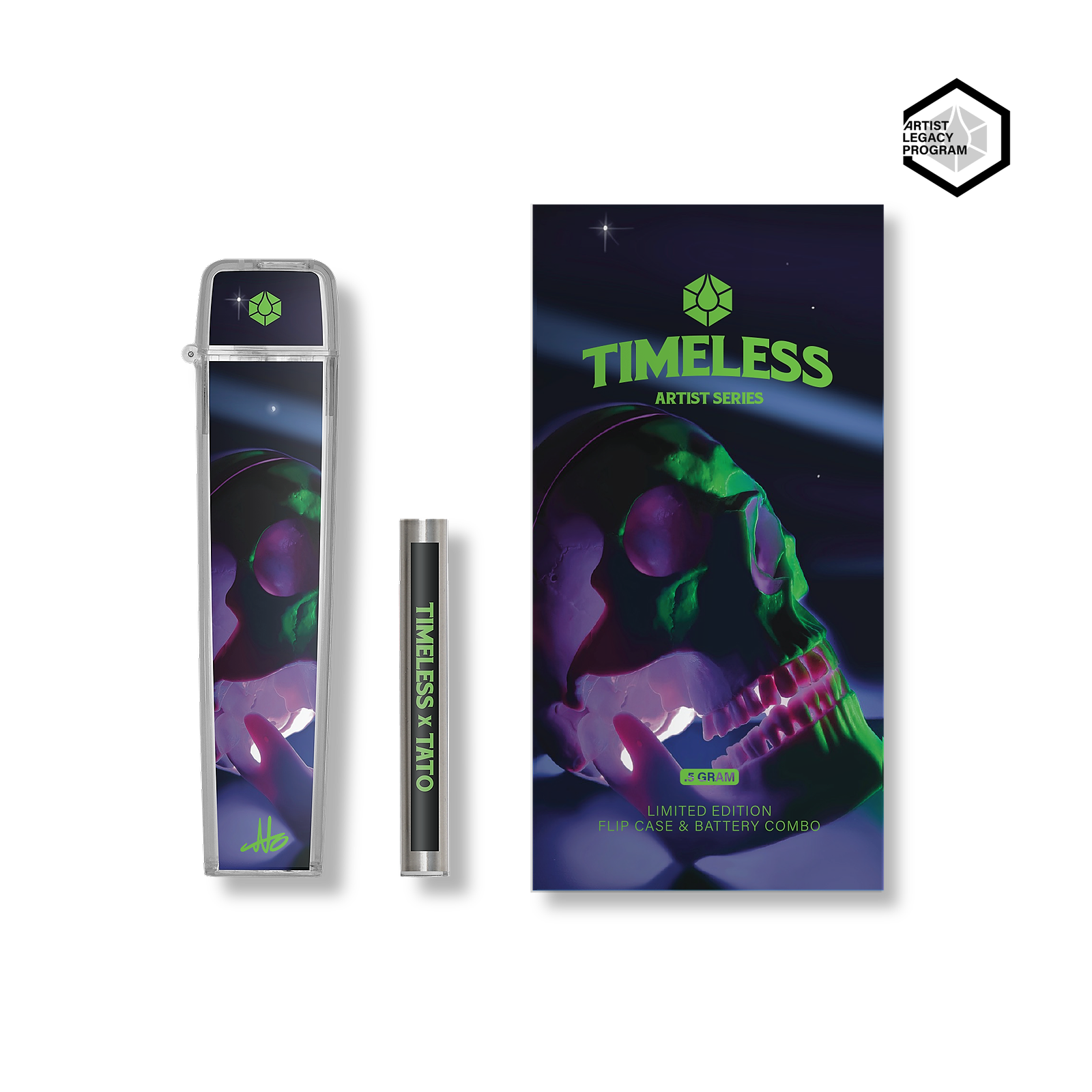 Timeless Vapes: Limited Edition Tato Caraveo Flip Case & Battery Combo  500mg | Leafly