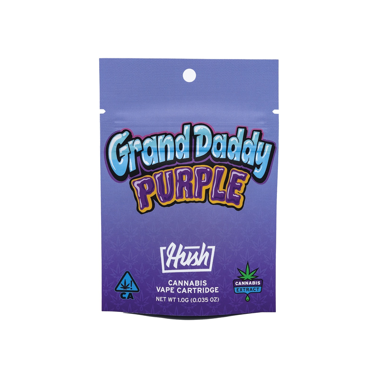 HUSH: Granddaddy Purple Flavored Distillate Vape Cartridge