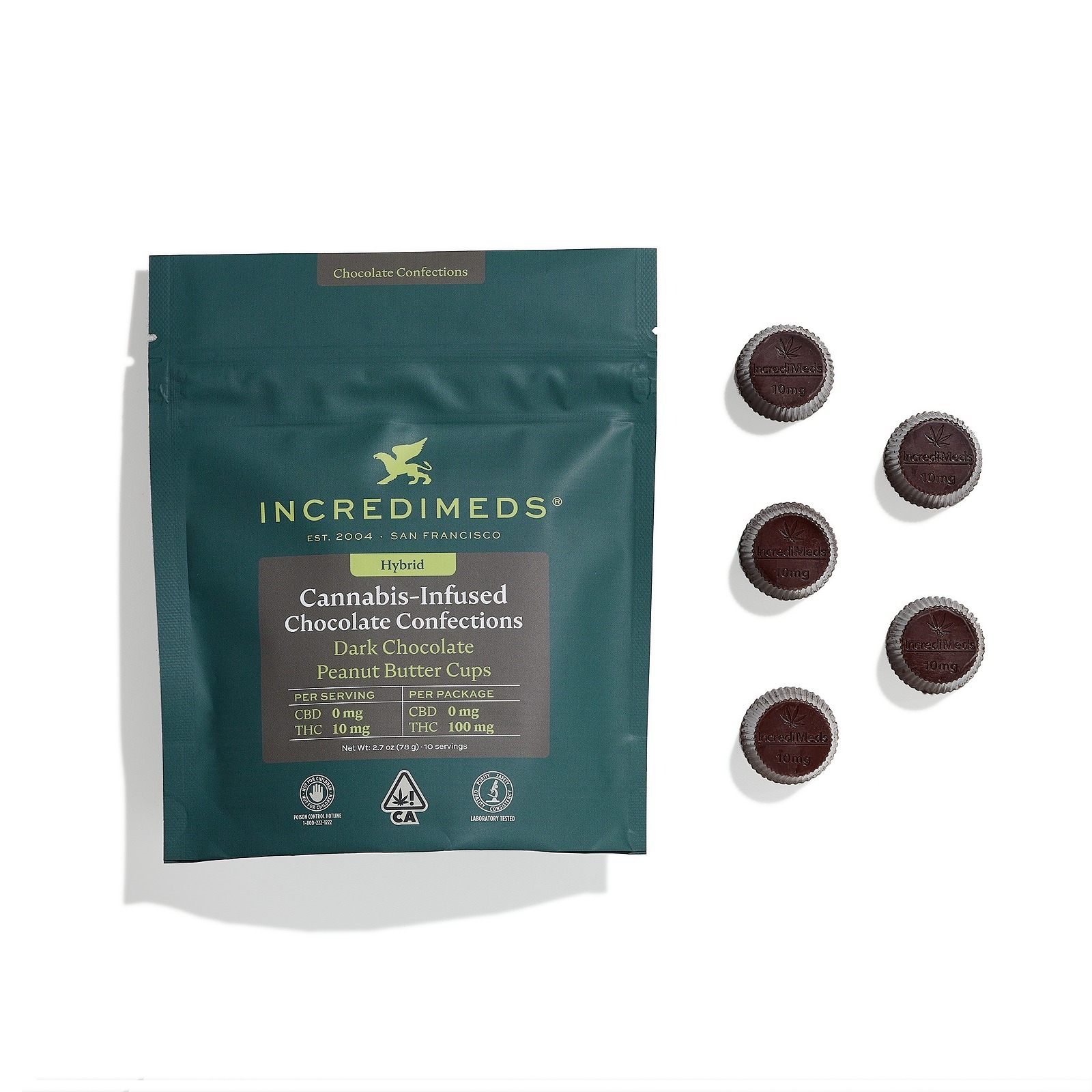 IncrediMeds Dark Chocolate Peanut Butter Cups Hybrid Leafly