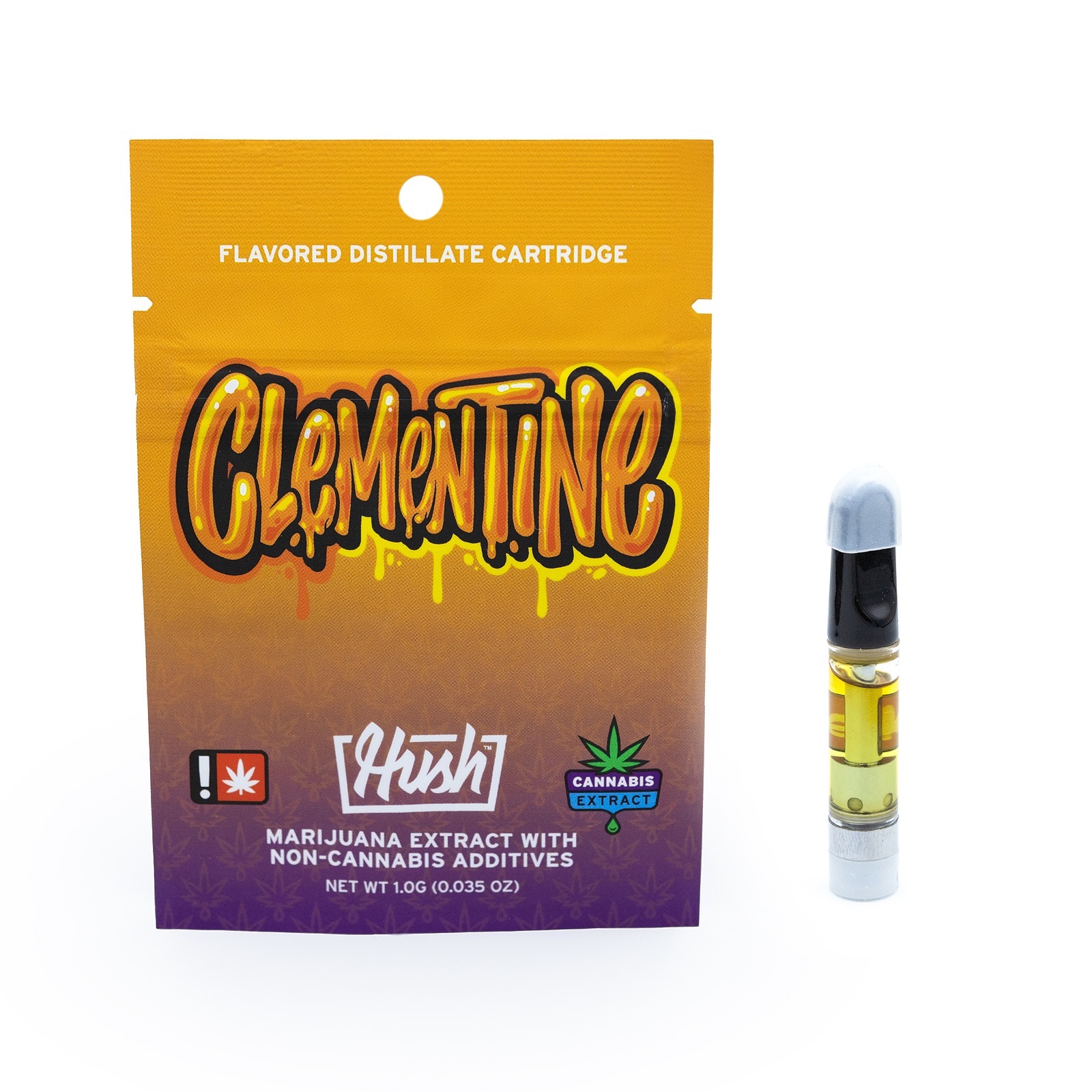 HUSH Clementine Flavored Distillate Vape Cartridge 1g Leafly