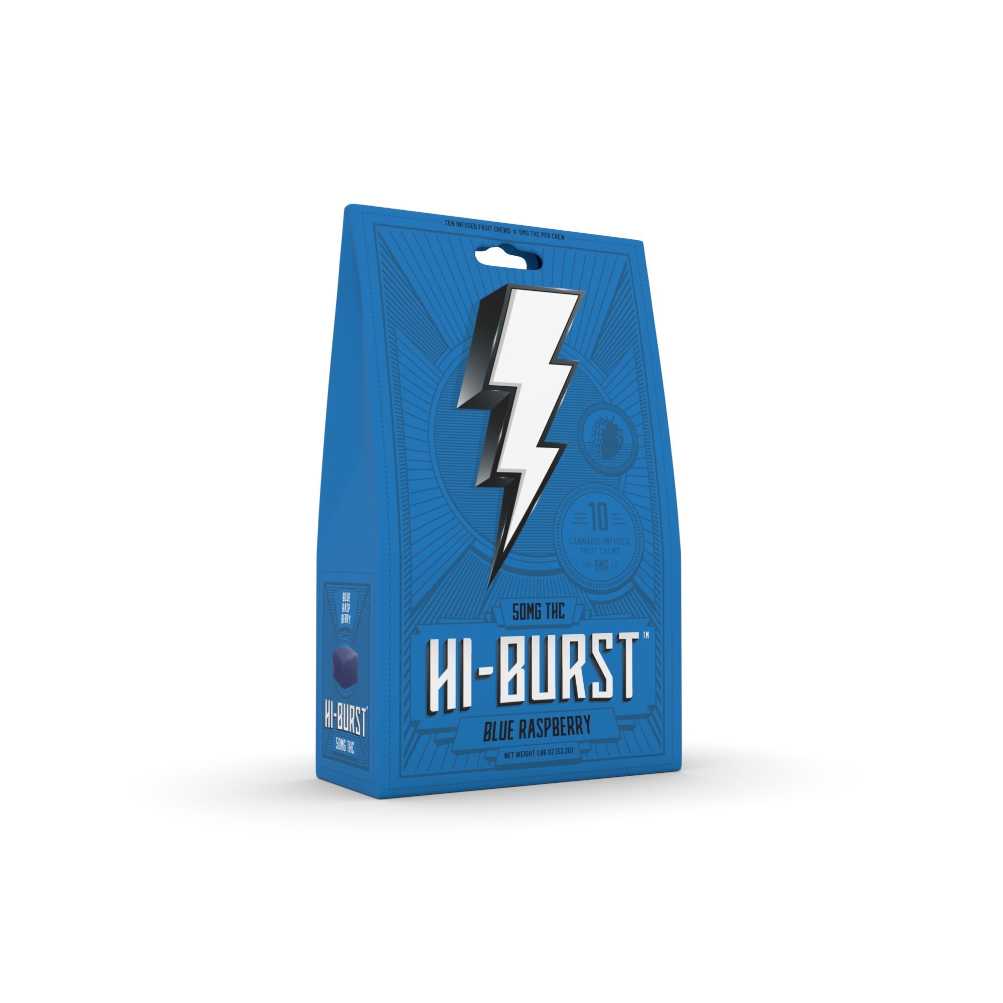 HiBurst Blue Raspberry Fruit Chews 50mg 10pack Leafly
