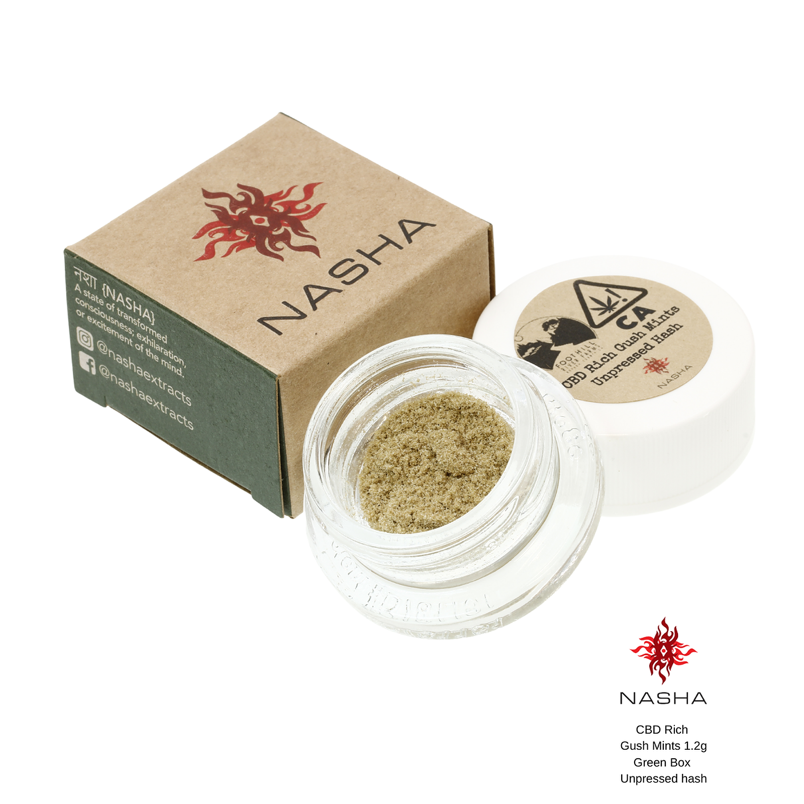 NASHA: CBD Rich Gush Mints 1.2g Green Unpressed Hash | Leafly