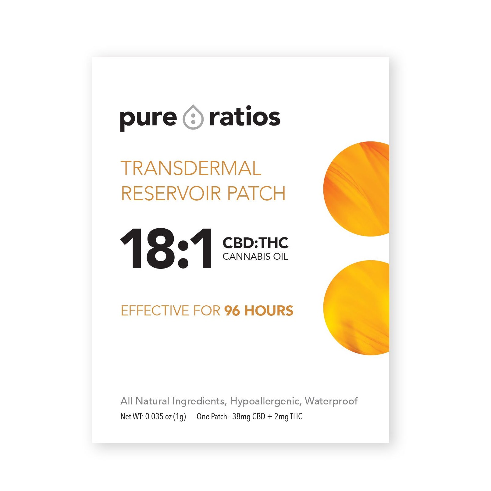 Pure Ratios 18:1 CBD:THC Transdermal Patch
