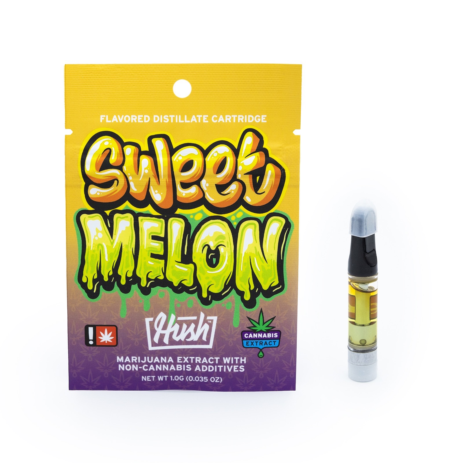 HUSH Sweet Melon Flavored Distillate Vape Cartridge 1g Leafly
