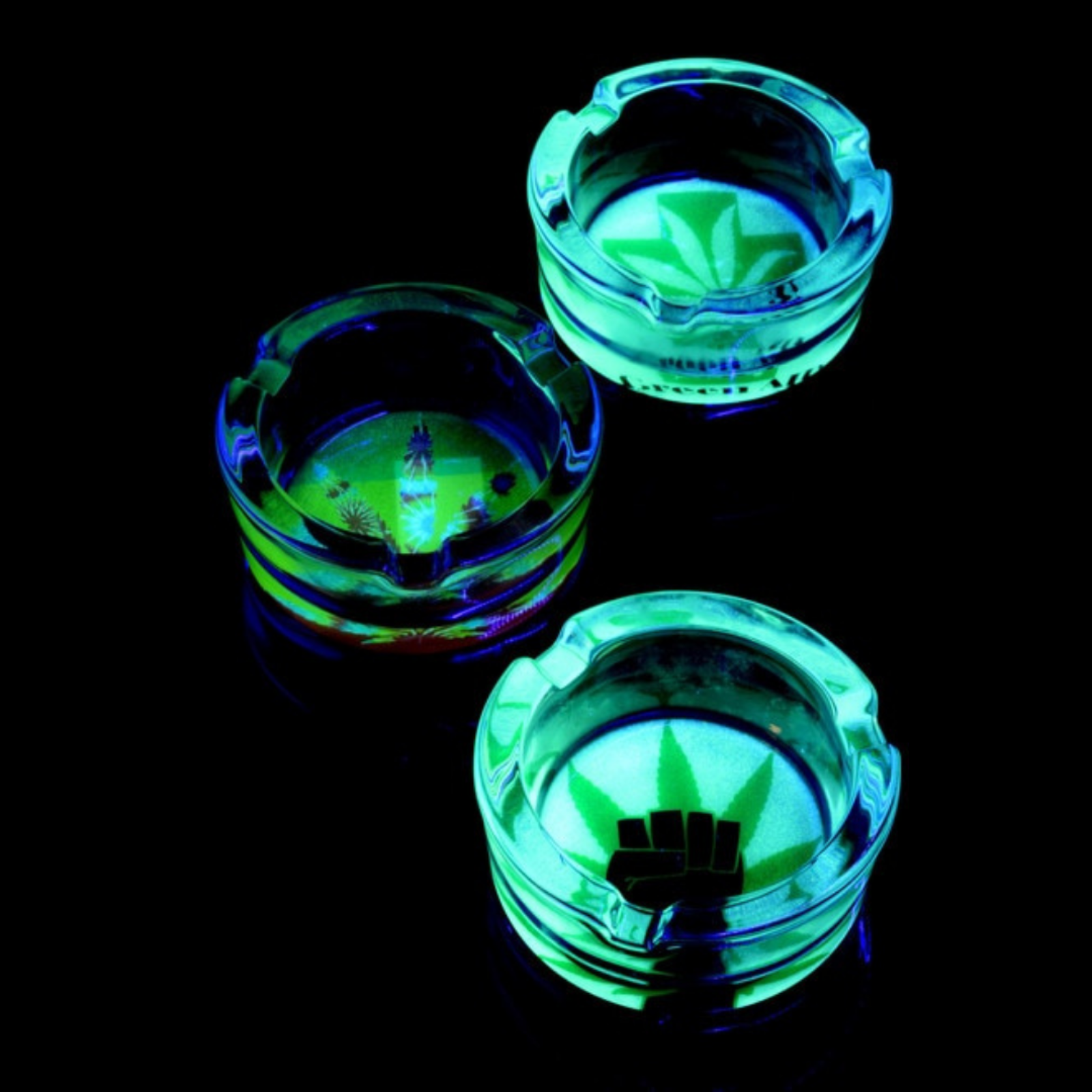  Glow  in the dark  Glass Ashtray Leafly