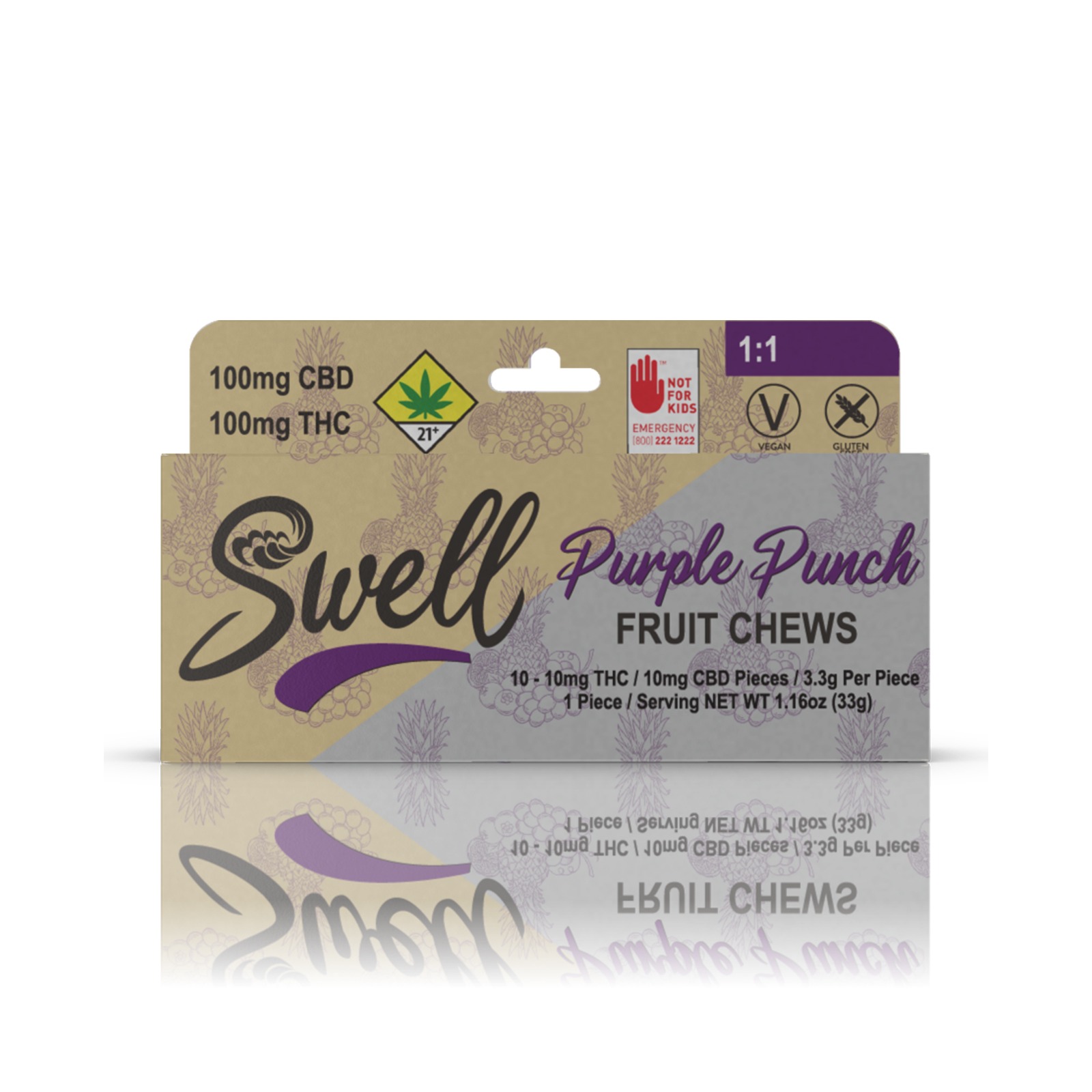 Swell Edibles 11 CBD/Hybrid Purple Punch Fruit Chews 200mg 10pack
