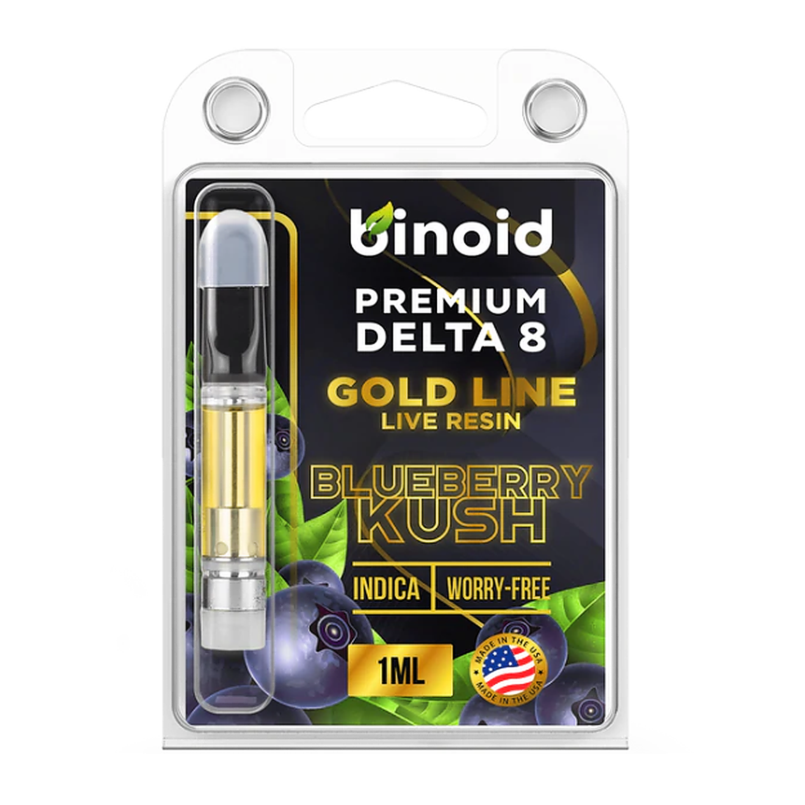 Binoid: Delta 8 THC Live Resin Vape Cartridge - Blueberry Kush | Leafly