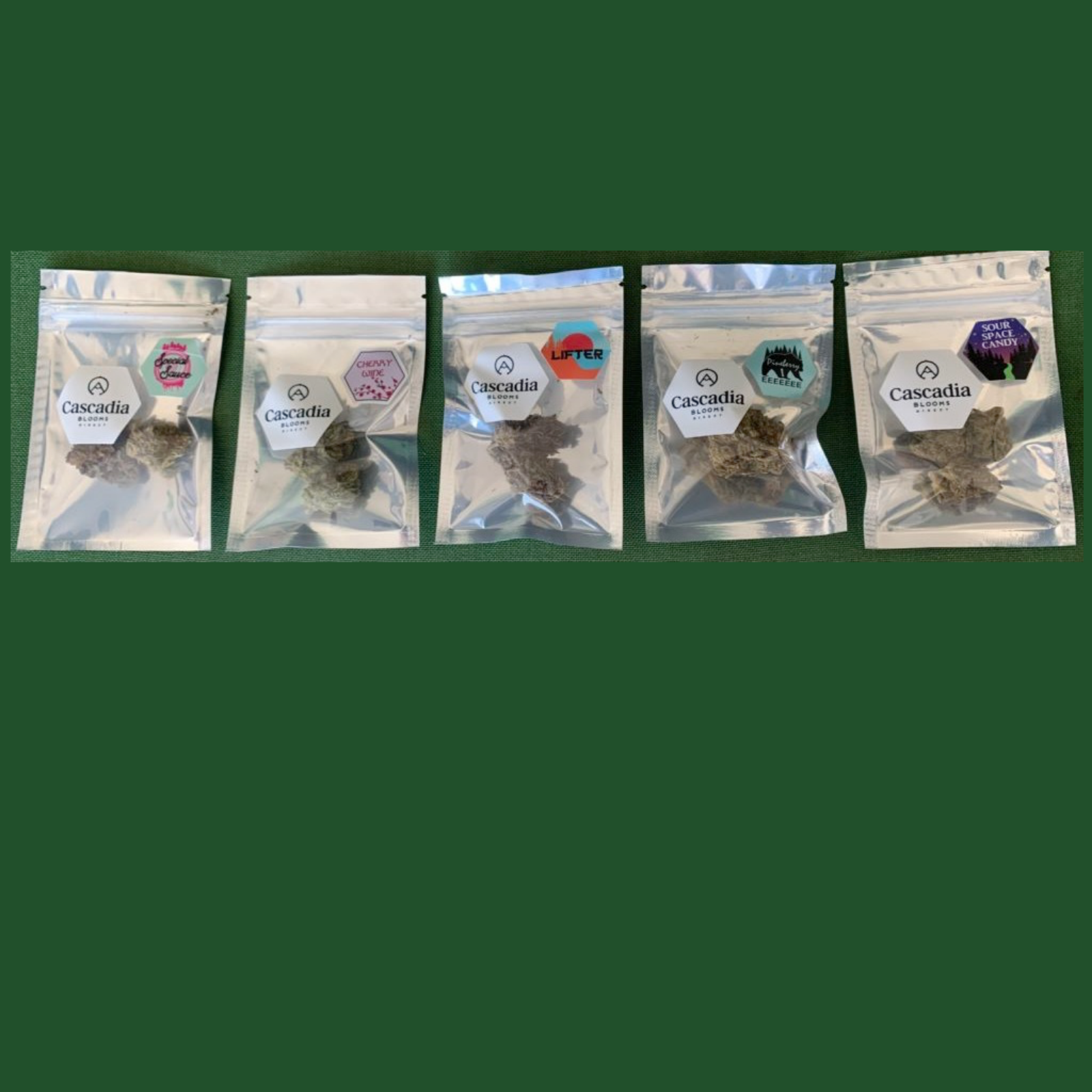 Cascadia Blooms 5 Pack Eighth Ounce (17.5g) Sampler Pack Leafly