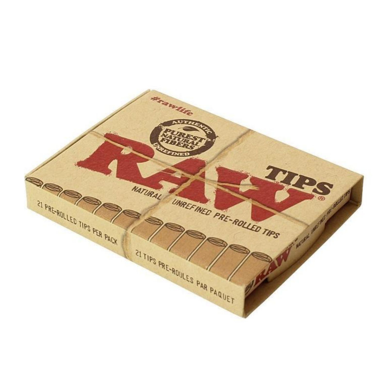 100 TIPS 2 PACKS OF RAW ROLLING PAPER  NATURAL UNREFINED FILTER TIP