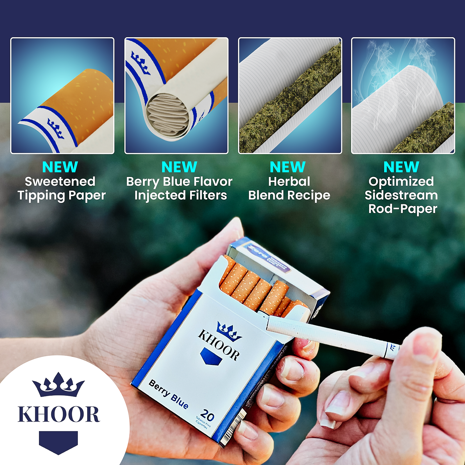 khoor cigarettes Vanilla Carton (10 Packs) KHOOR Herbal Cigarettes, Original, 2