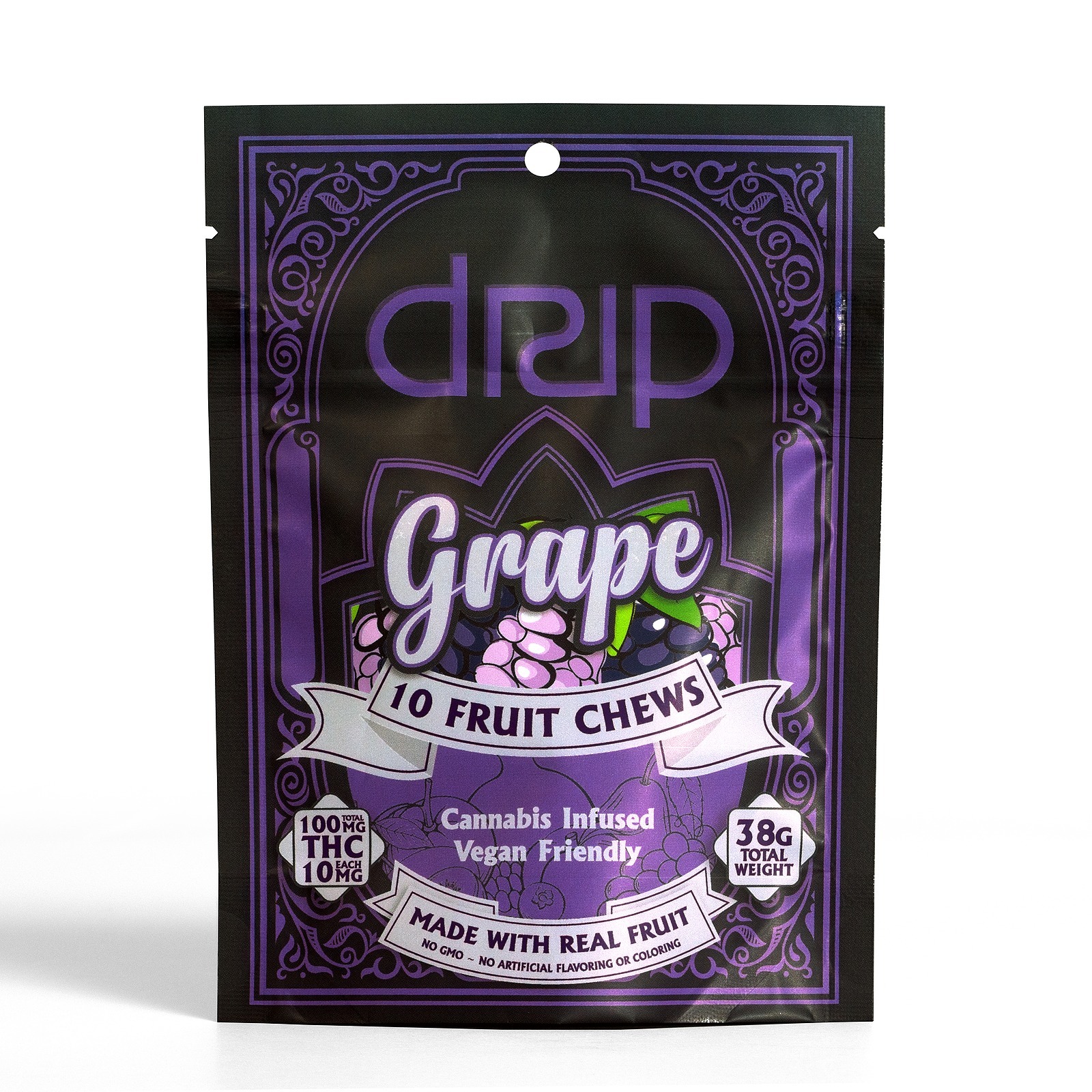 DRIP Oils + Extracts Fruit Chews 100mg Grape Leafly