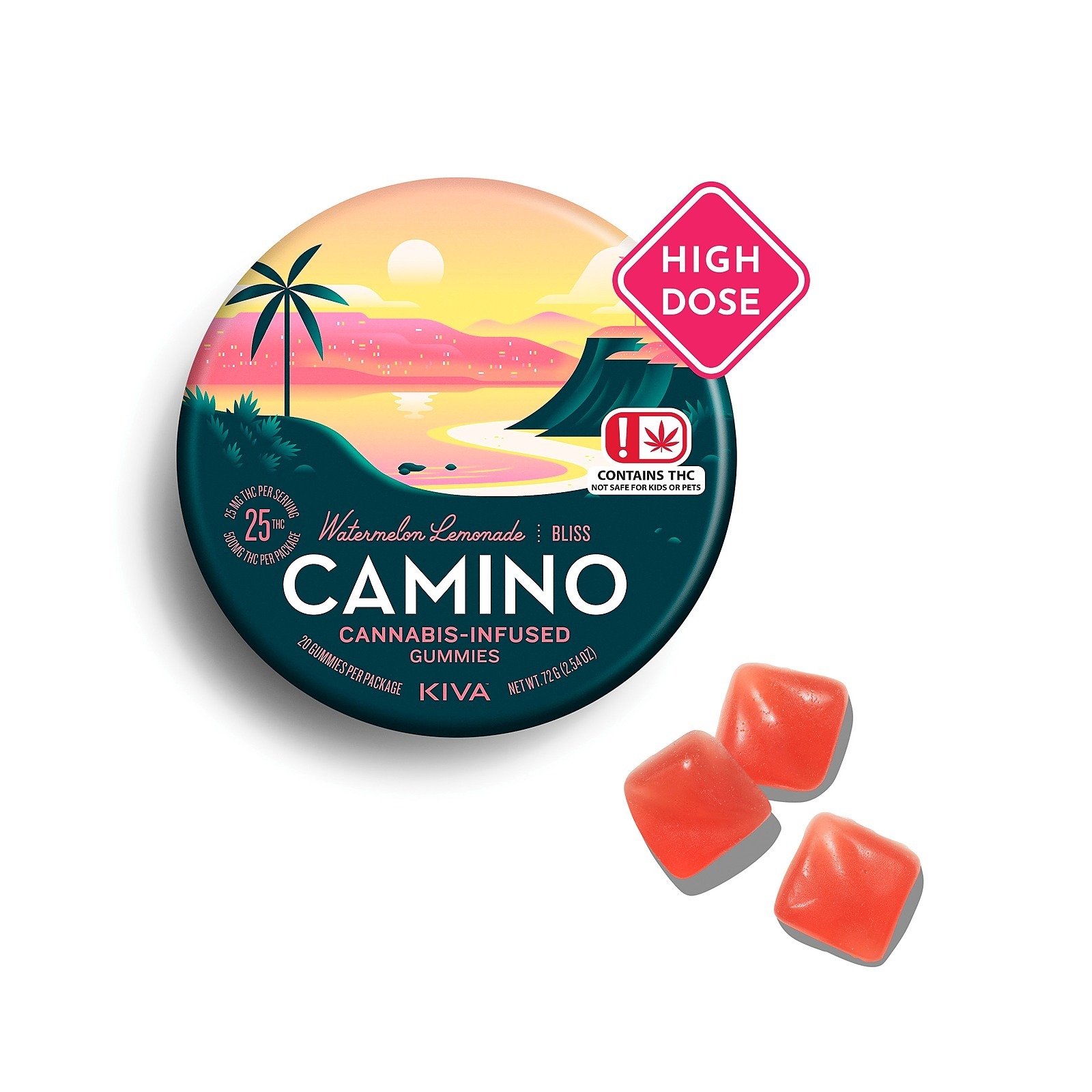 Camino 25mg Camino 'Bliss' Watermelon Lemonade High Dose Gummies 500mg