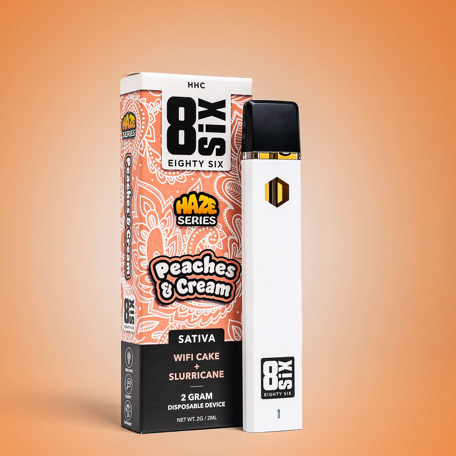 Eighty Six: Peaches & Cream HHC 2G Disposable (WiFi Cake) | Leafly Eighty Six: Peaches & Cream HHC 2G Disposable (WiFi Cake) | Leafly