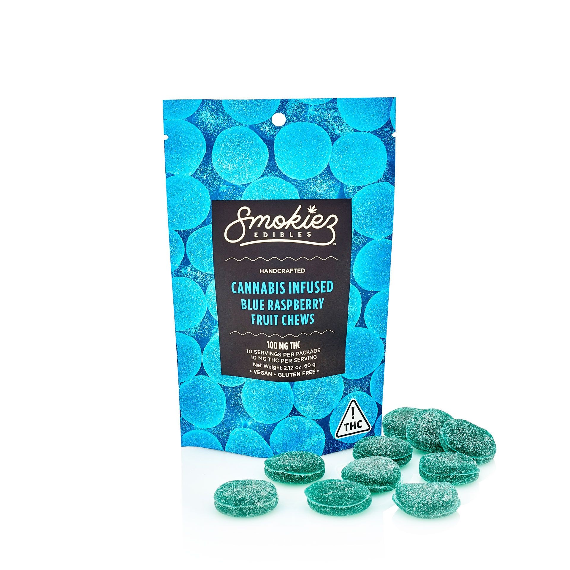 Smokiez Edibles Blue Raspberry Fruit Chews, 100mg THC NV Leafly