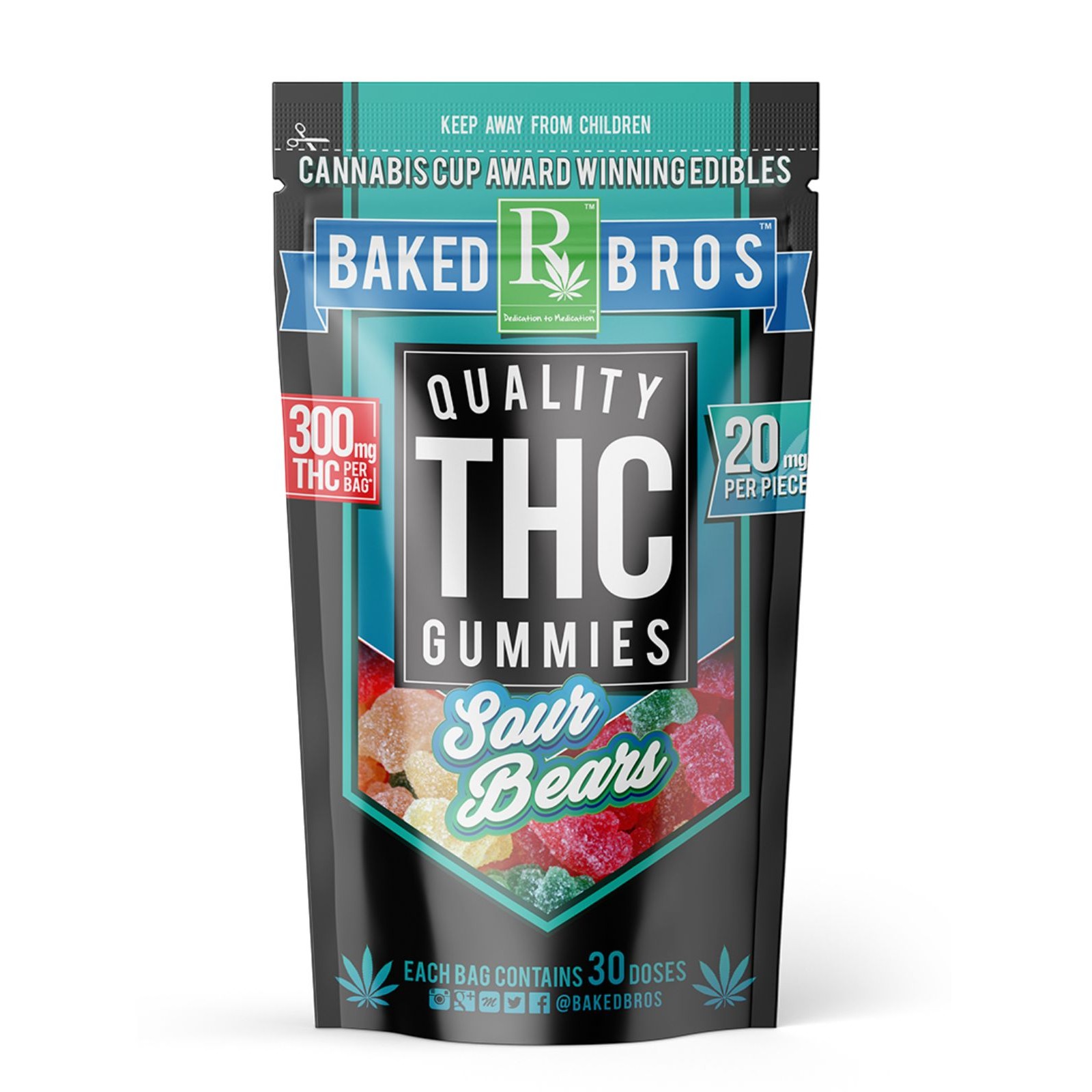 Indica Sour Gummy Bears 300mg 15Pack Leafly