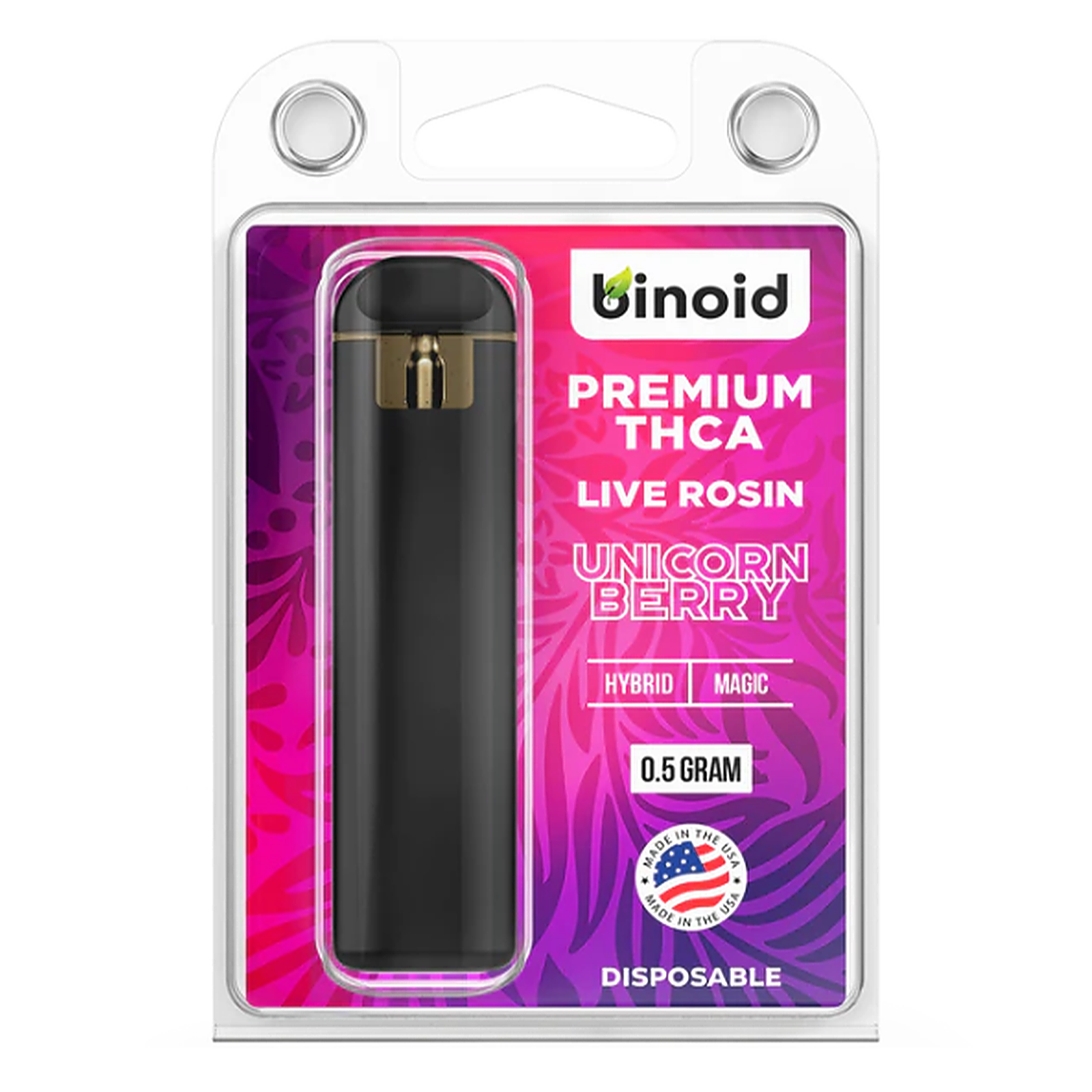 Binoid: THCA Disposable Vape Unicorn Berry - Live Rosin | Leafly