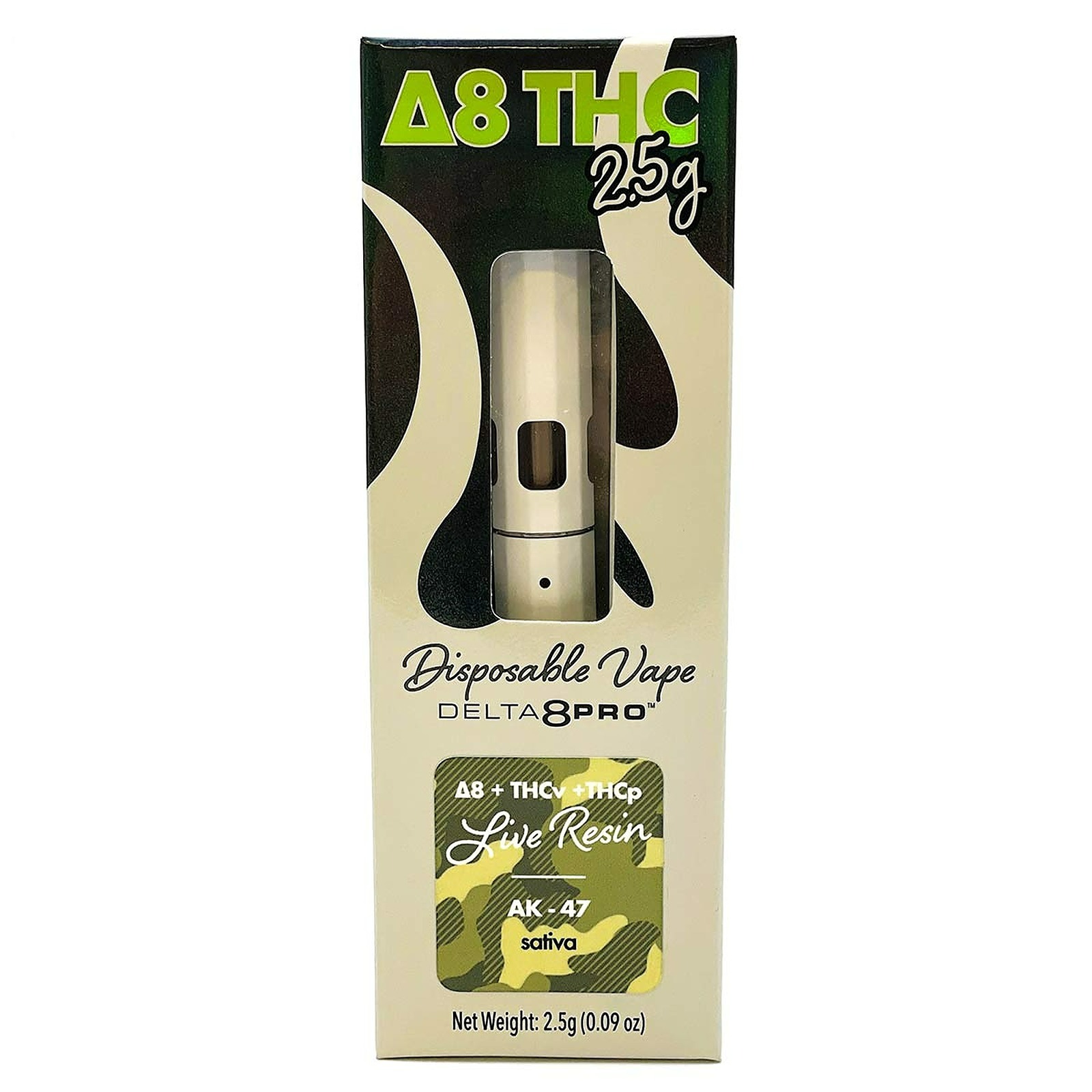 Delta 8 Pro 2.5mL Live Resin Disposable AK47 (Delta8, THCv, THCp) Leafly