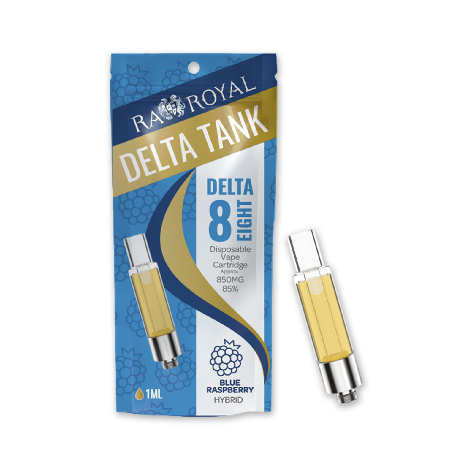 RA Royal: R.A. Royal Delta-8 Vape Tank: Blue Raspberry (Hybrid)