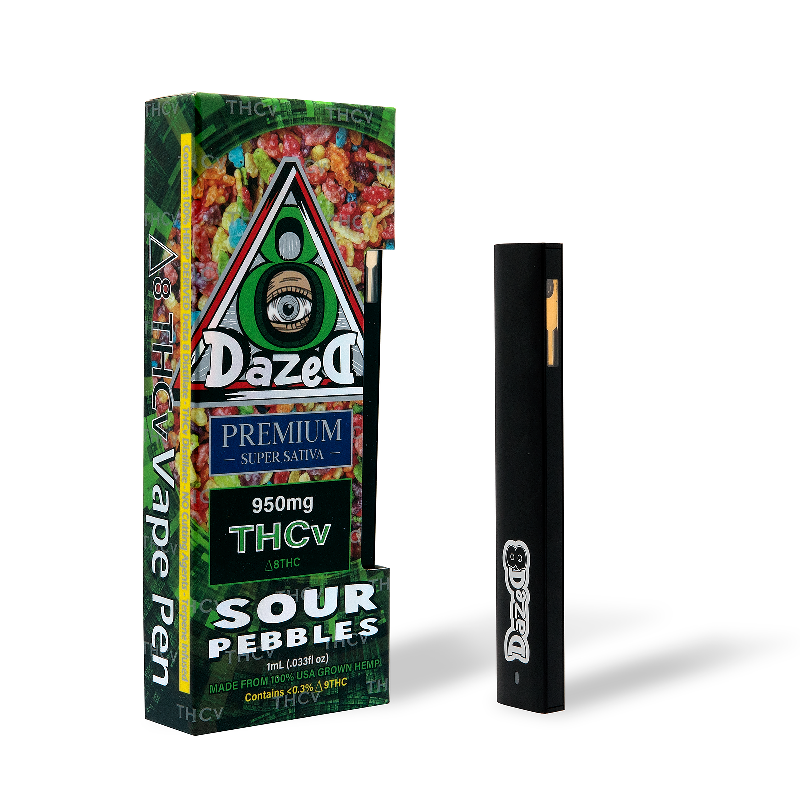 DazeD8 Sour Pebbles Delta 8 THCV Disposable Vape — 1 Gram Leafly