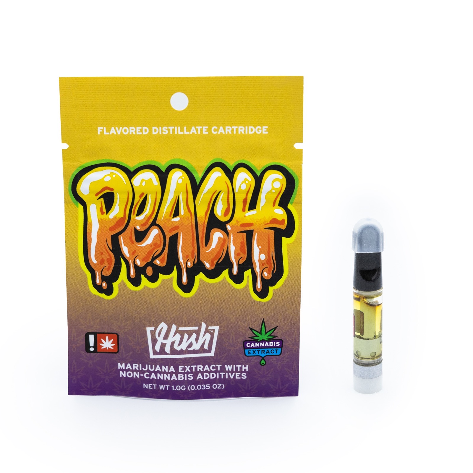 HUSH Peach Flavored Distillate Vape Cartridge 1g Leafly