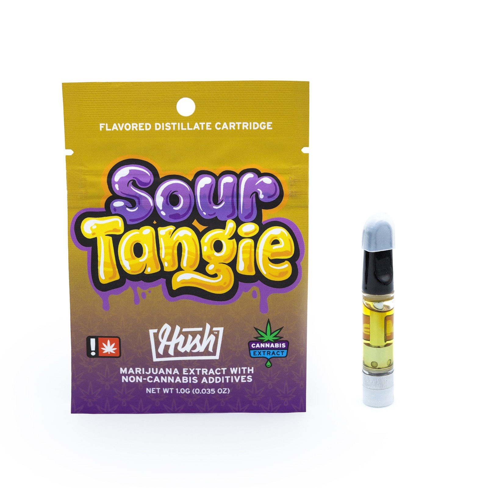 HUSH Sour Tangie Flavored Distillate Vape Cartridge 1g Leafly