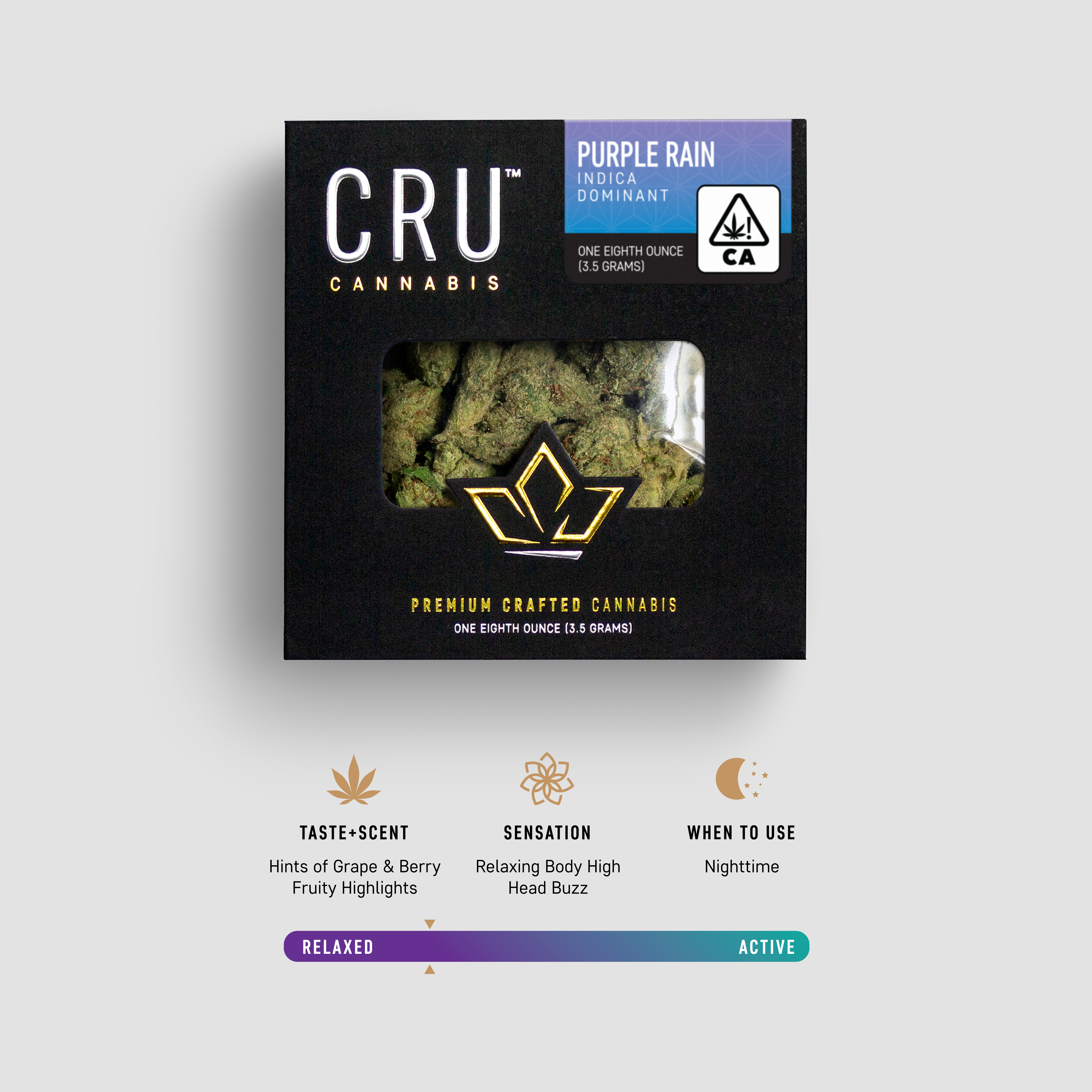 CRU Cannabis: Purple Rain 3.5G Indica Flower | Leafly