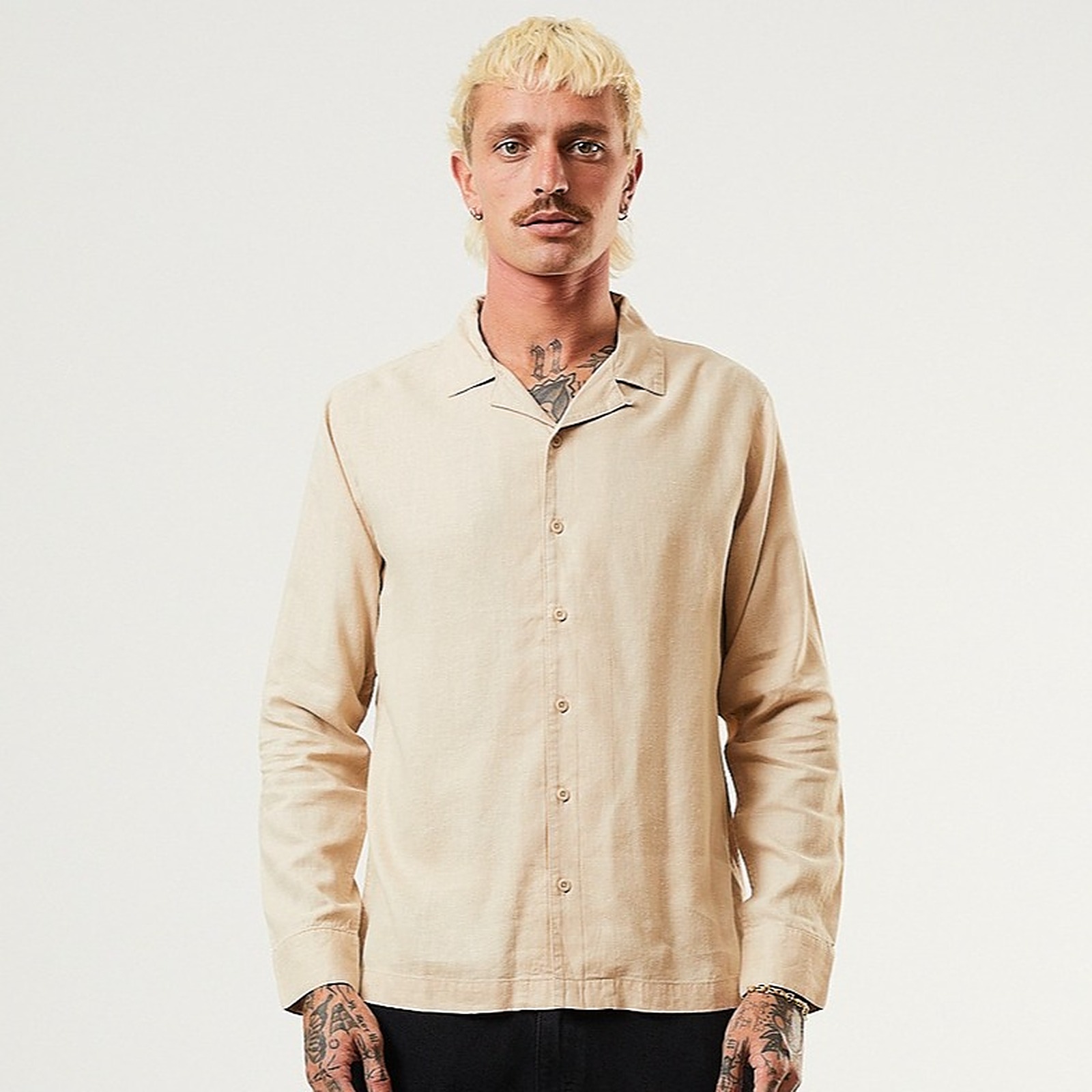AFENDS Mens Everyday - Long Sleeve Shirt - White