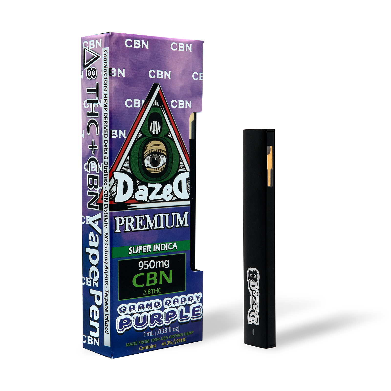 DazeD8: Granddaddy Purple Delta 8 THC & CBN Disposable Vape — 1