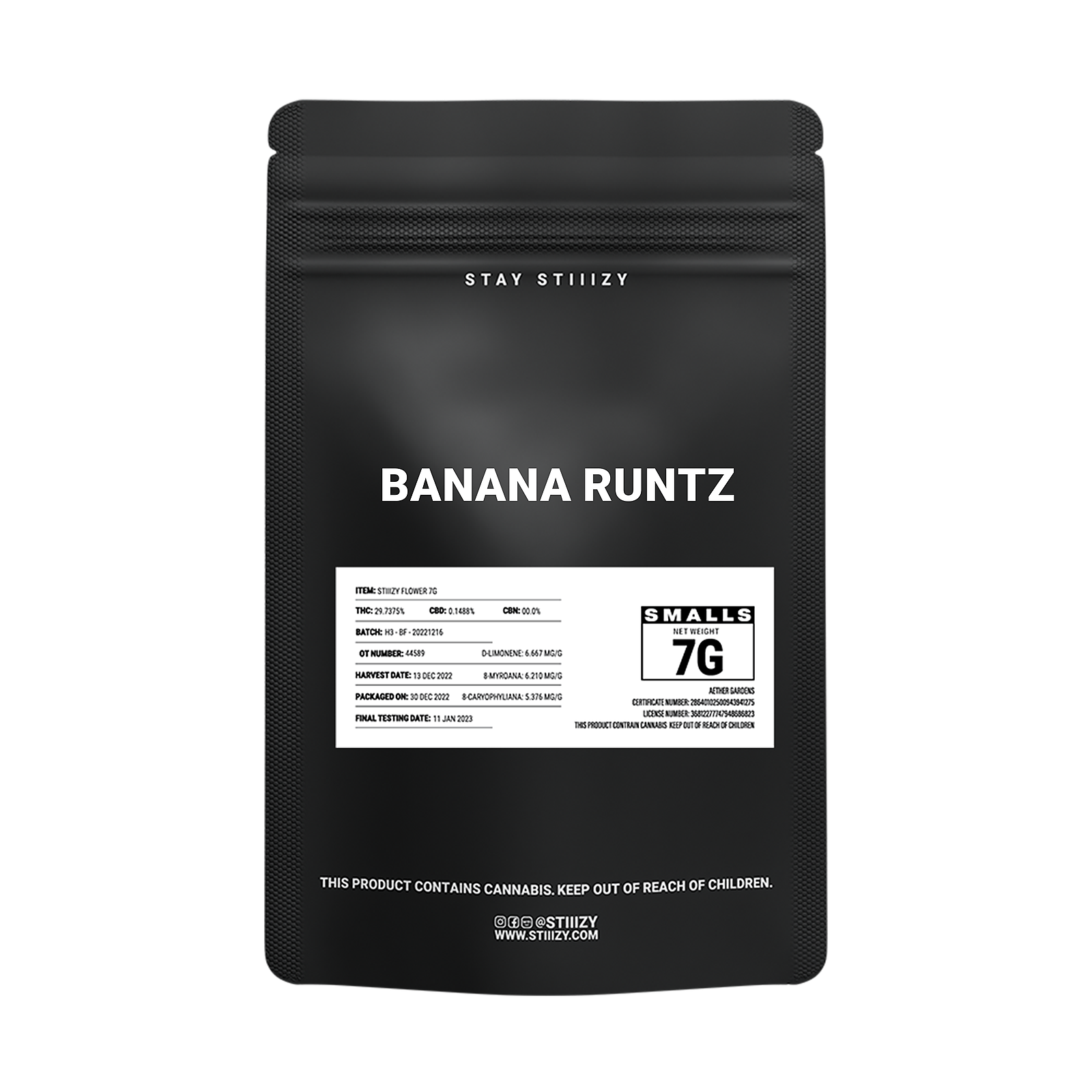 STIIIZY: BANANA RUNTZ - BLACK LABEL 7G | Leafly