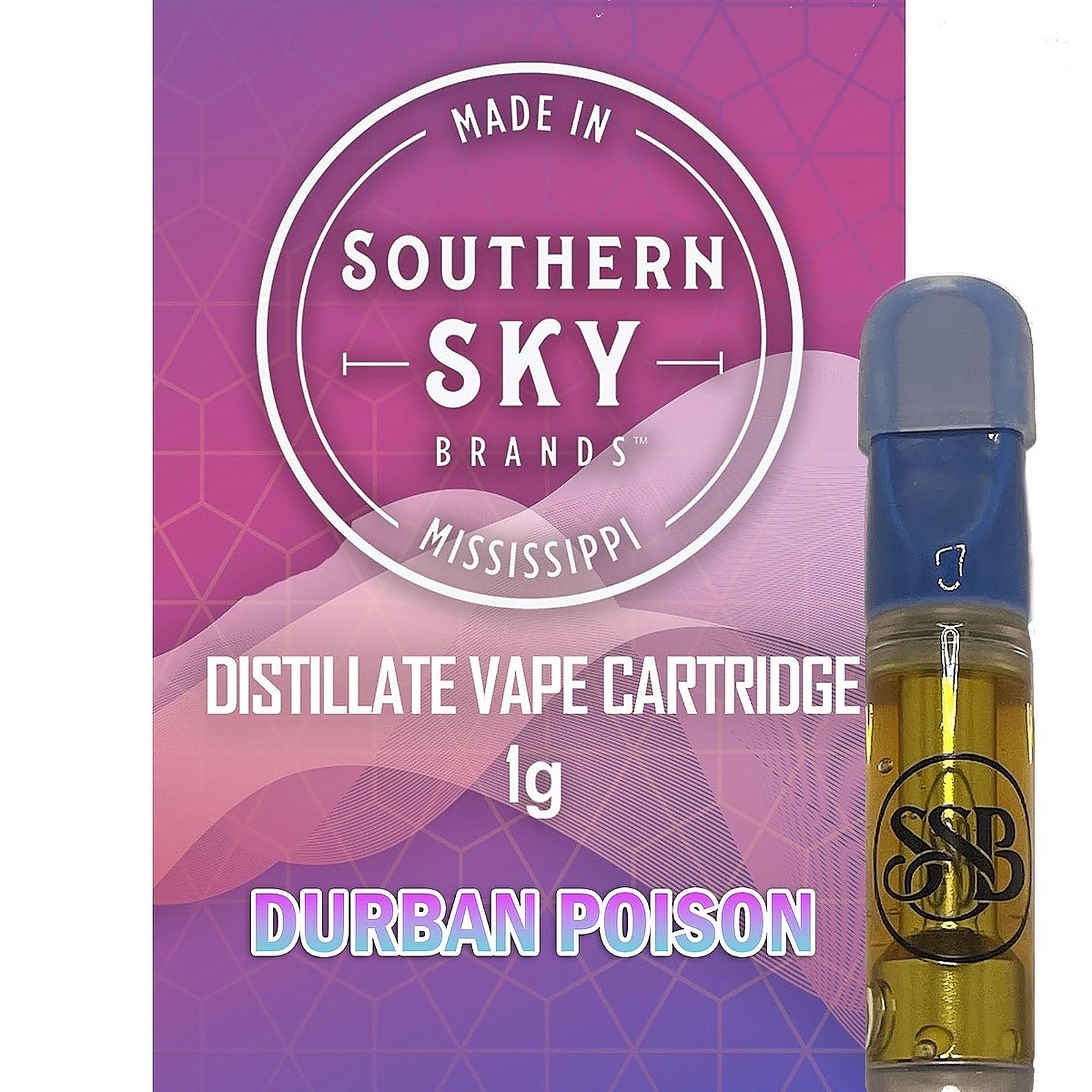 Southern Sky Brands: Durban Poison THC Vape 1g (57.1% THC, 16.1% CBD) |  Leafly