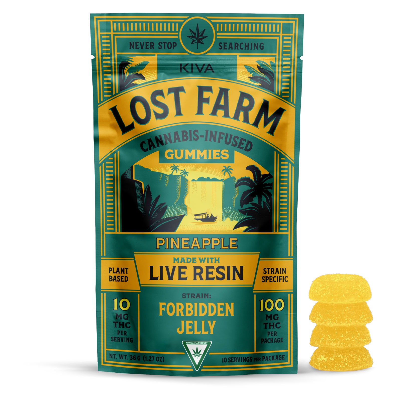 Lost Farm: 10mg Lost Farm 'Forbidden Jelly x Pineapple' Live Resin Gummies 100mg THC total | Leafly
