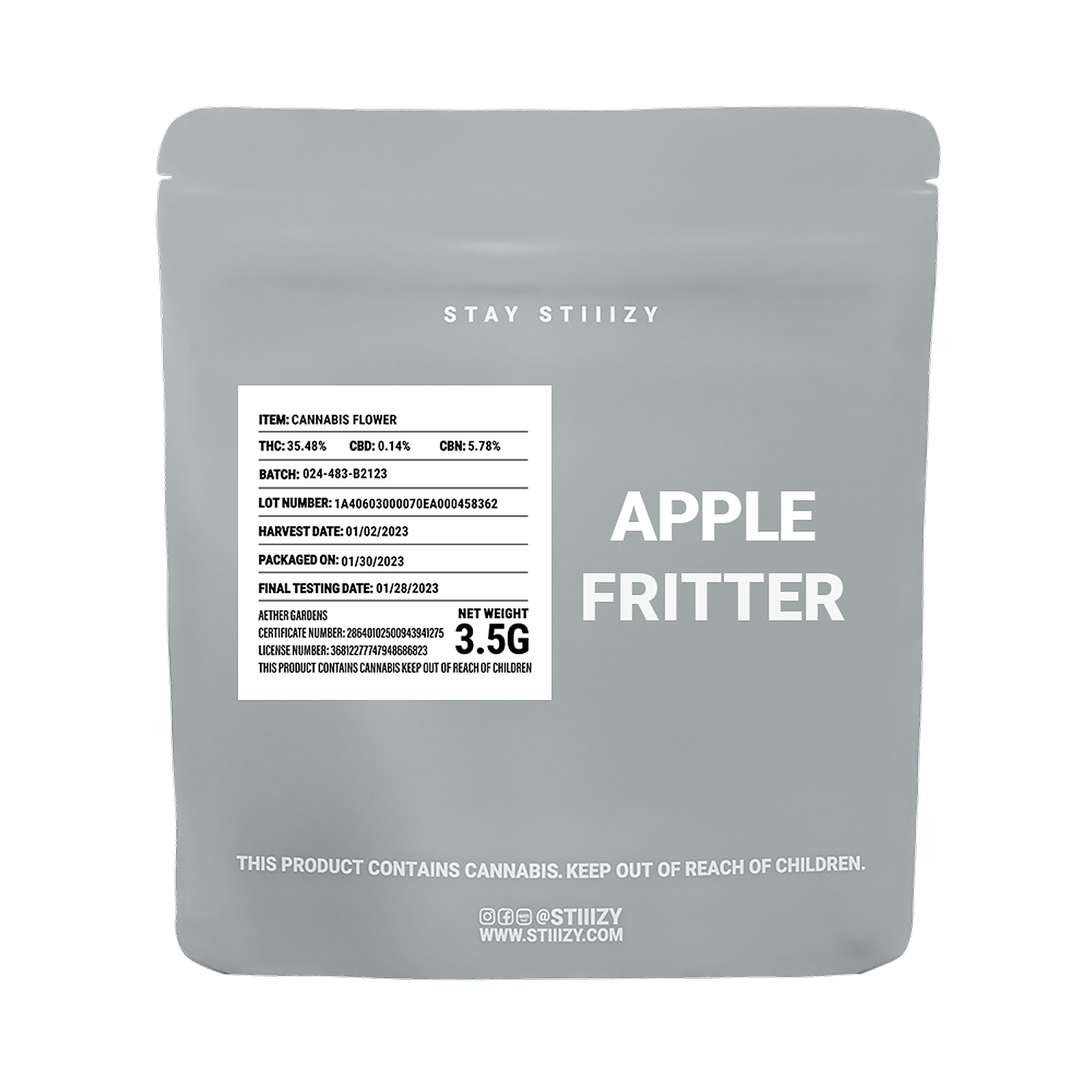 STIIIZY APPLE FRITTER GREY LABEL 3.5G Leafly