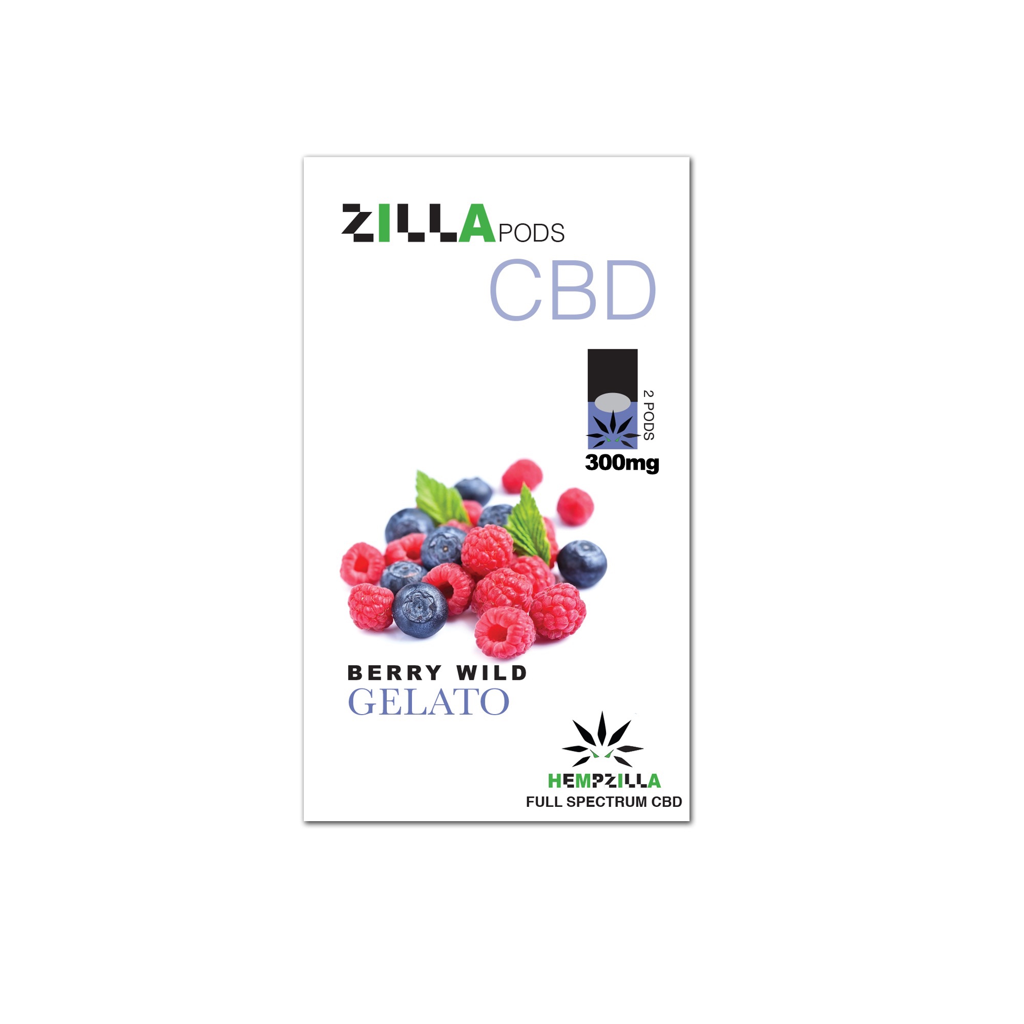 Hempzilla CBD: Zilla Pod 300mg CBD Juul Pod - Berry Wild Gelato