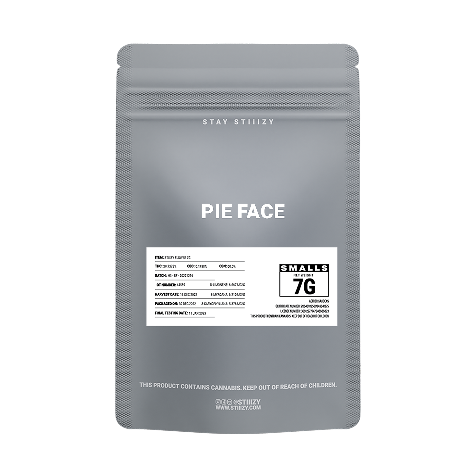 STIIIZY PIE FACE GREY LABEL 7G Leafly stiiizy-pie-face-grey-label-7g-leafly