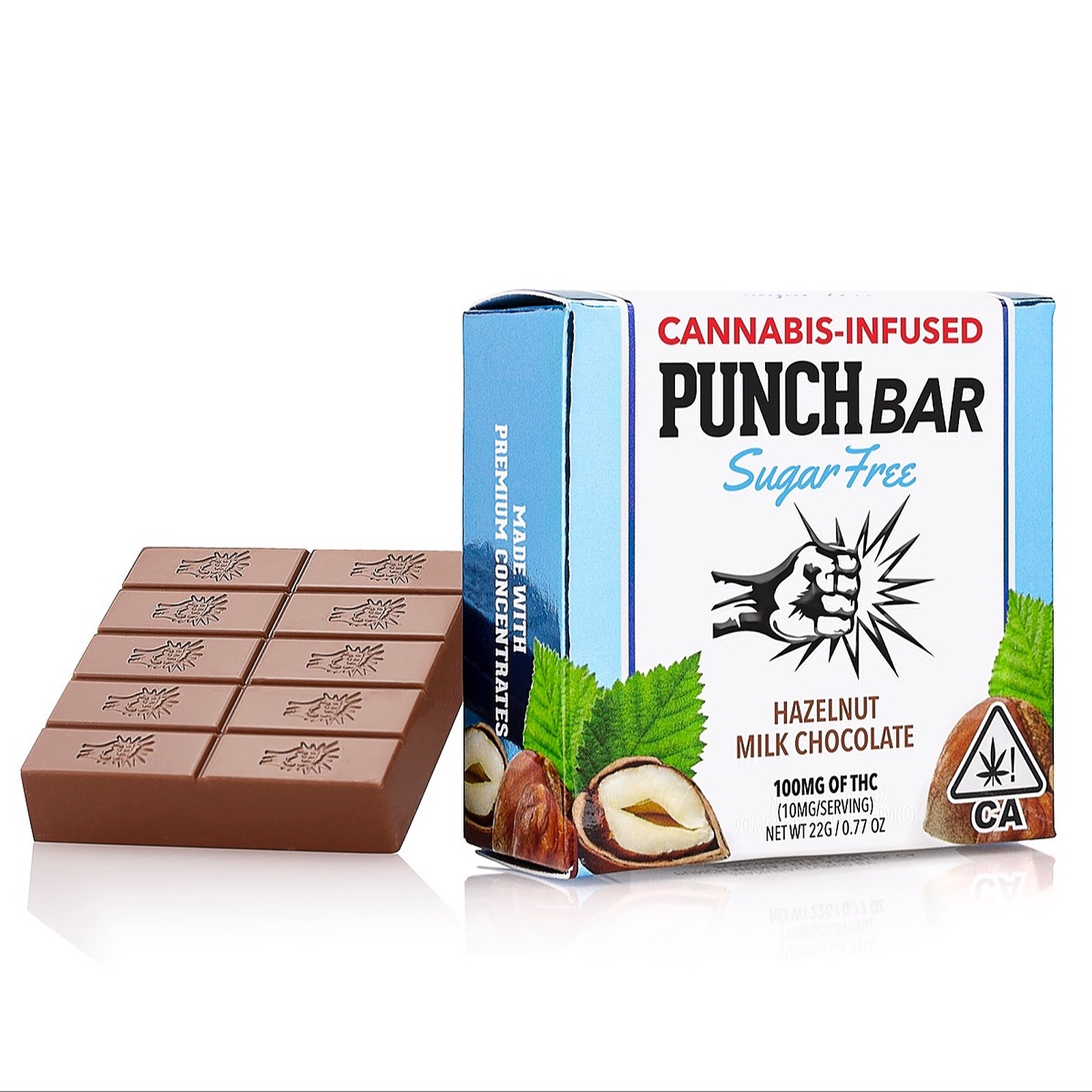 Punch Edibles Sugar Free Milk Chocolate Hazelnut PunchBar 90mg Leafly