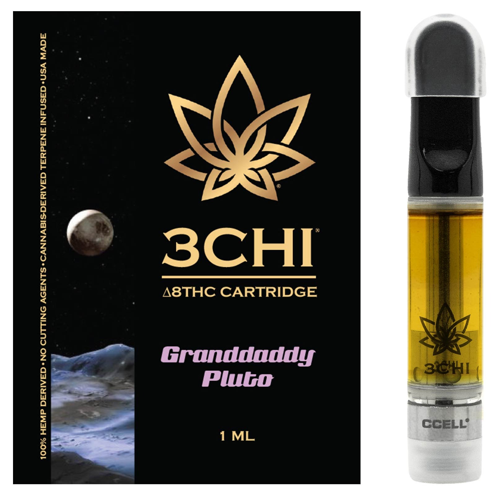 3chi Delta 8 Thc Vape Cartridge Granddaddy Pluto Cdt 1ml Leafly